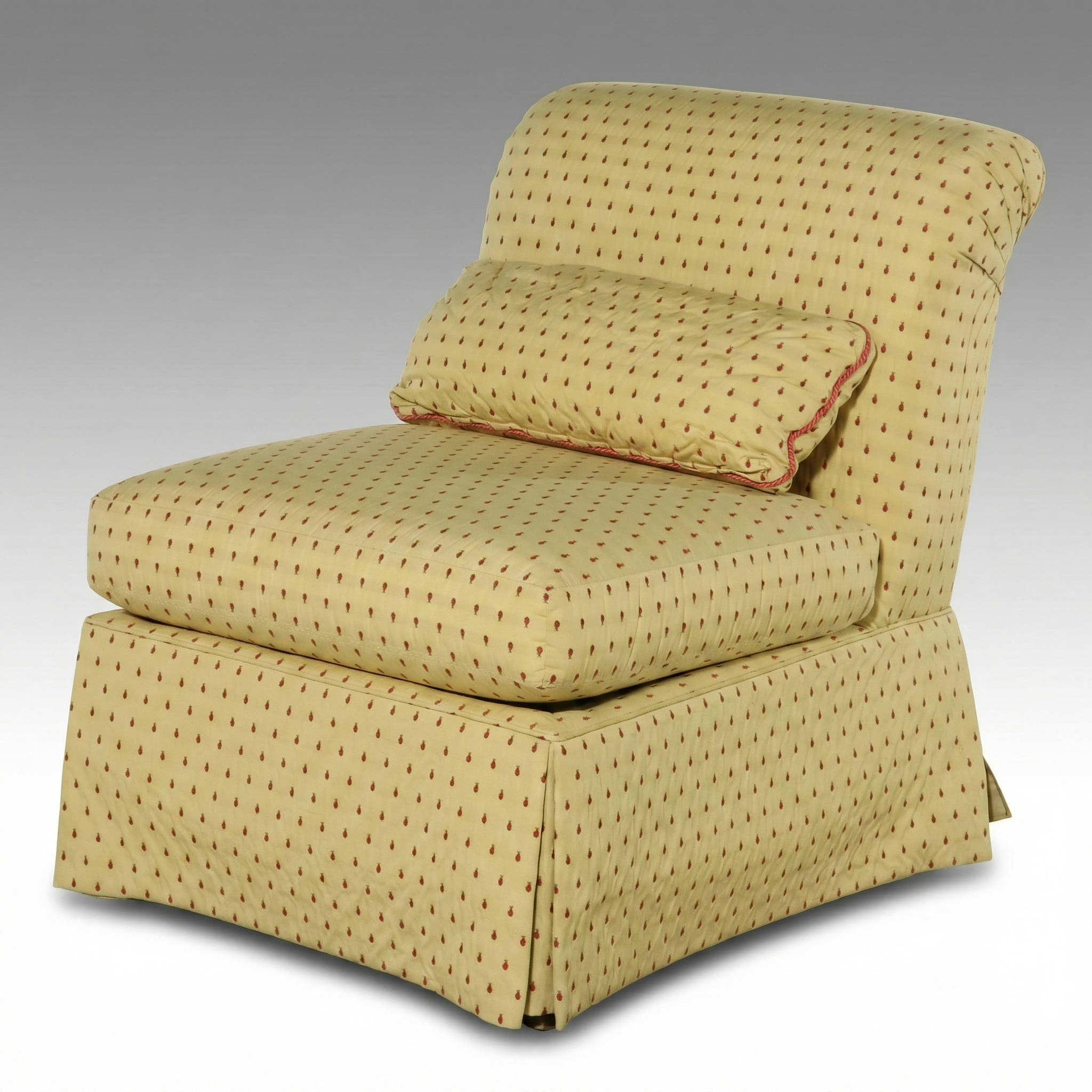 Sherrill Furniture Skirted Slipper Chair in "Ladybug" Pattern, Late 20th Century