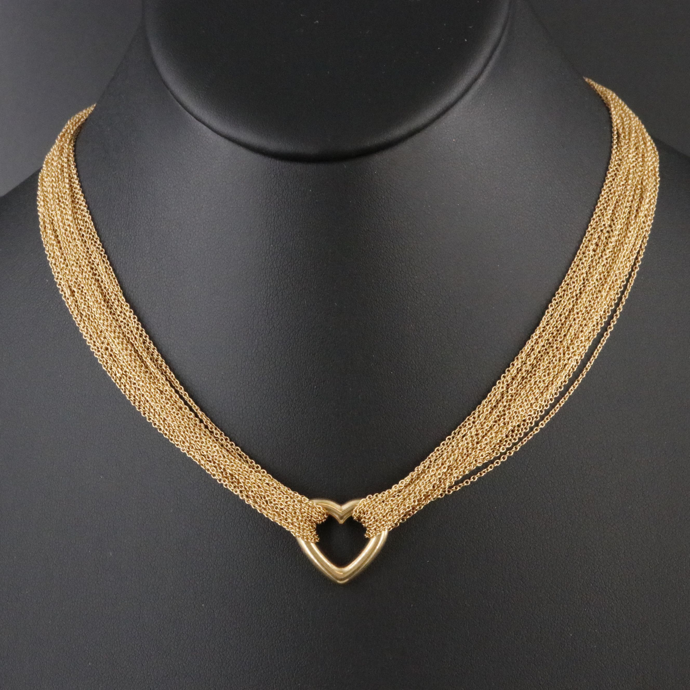 Tiffany & Co. 18K Heart Multi Strand Chain Necklace