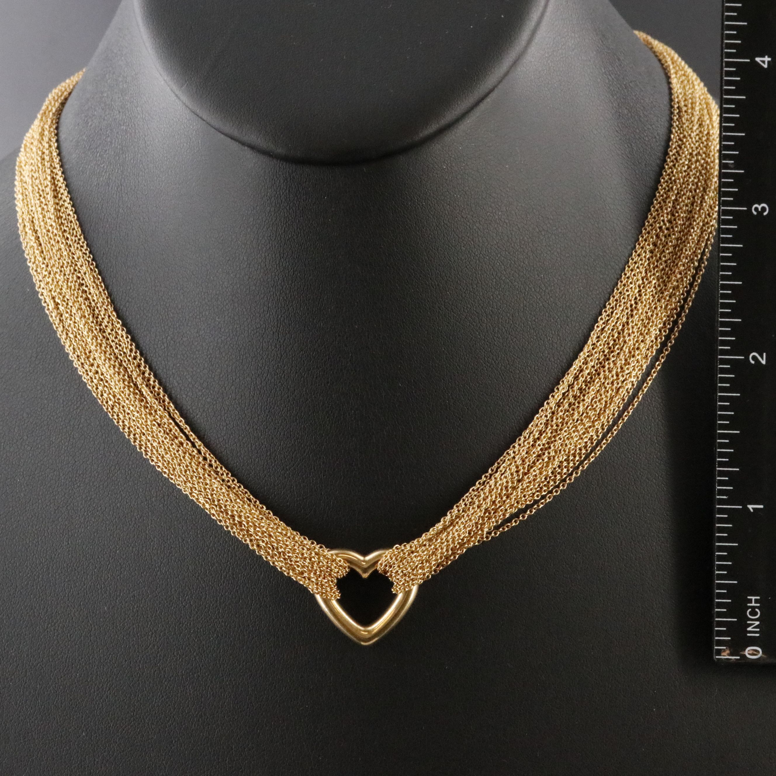 Tiffany & Co. 18K Heart Multi Strand Chain Necklace