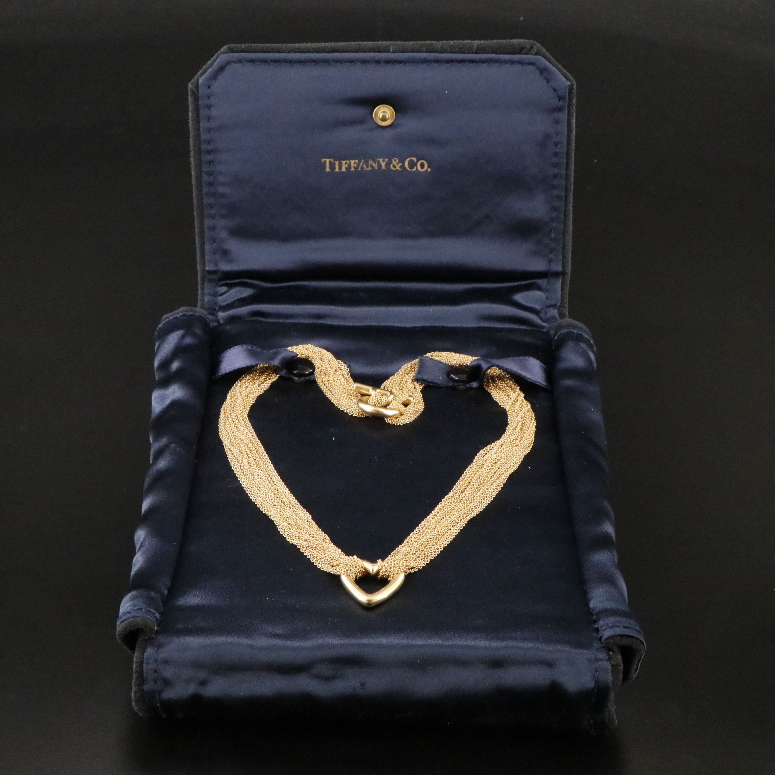 Tiffany & Co. 18K Heart Multi Strand Chain Necklace