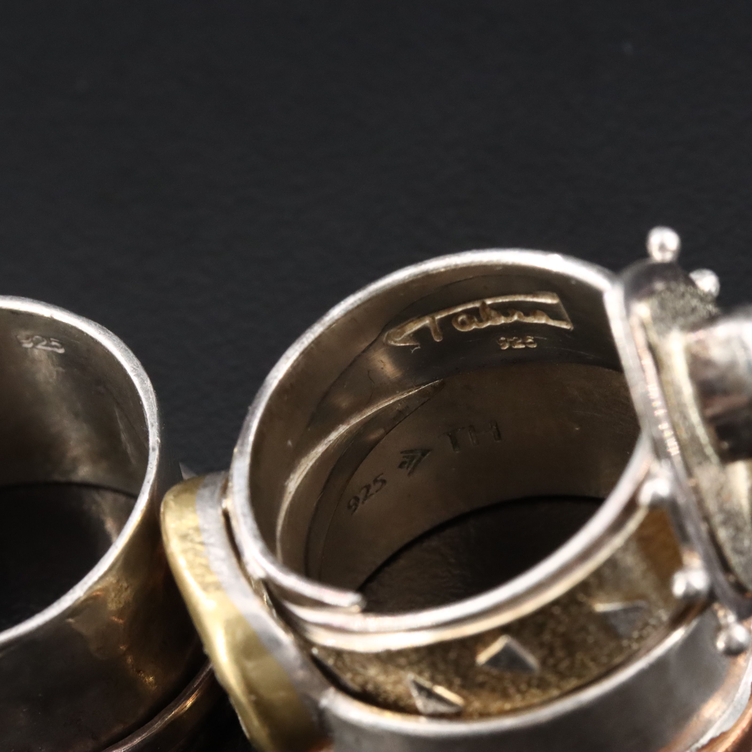 Collection of Sterling Rings Including Amethyst, Peridot and Enamel