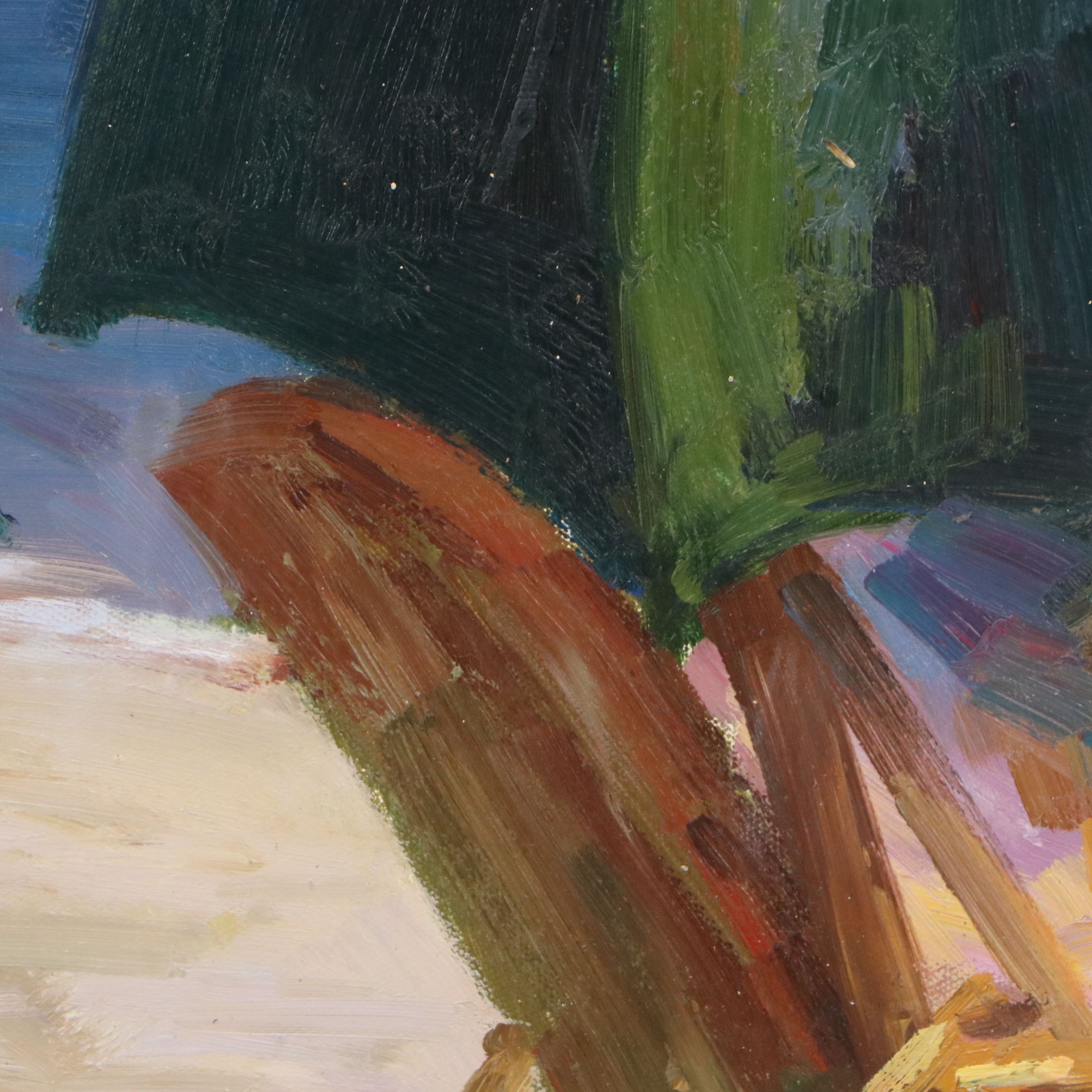 Impressionistic Oil Painting of Beach Scene, Late 19th Century