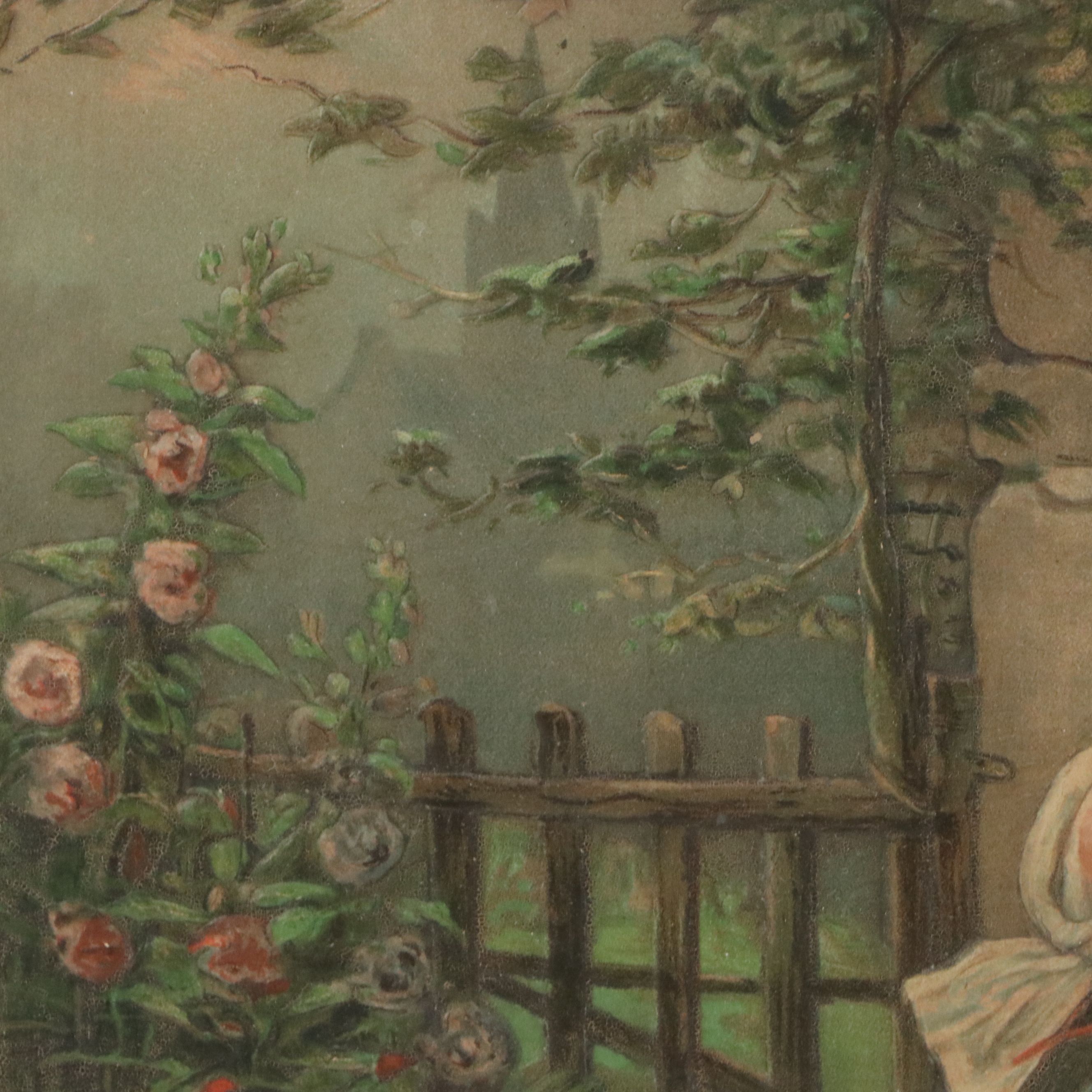 Embossed Oil Painting on Leather of Children, Circa 1880s