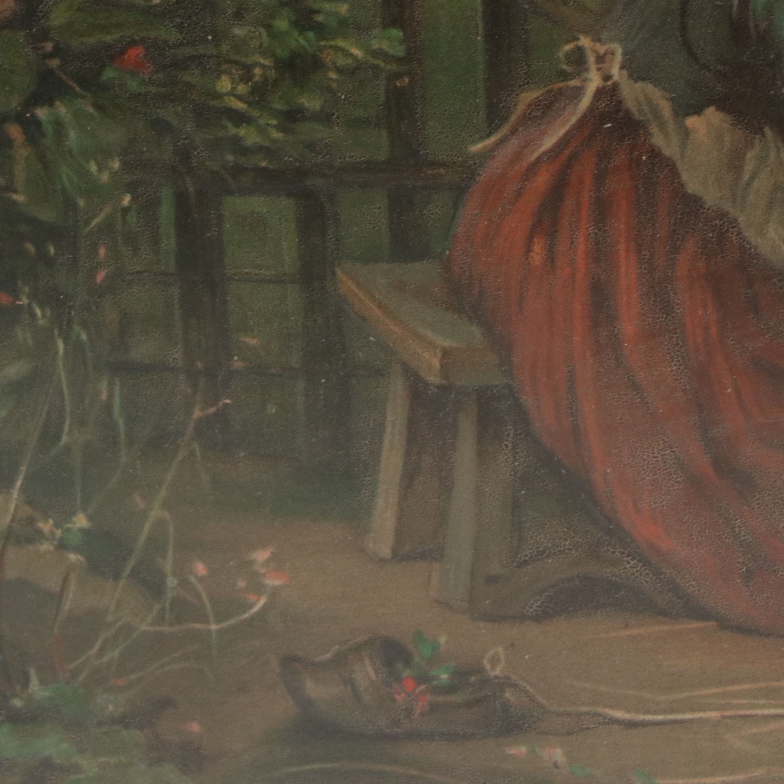 Embossed Oil Painting on Leather of Children, Circa 1880s