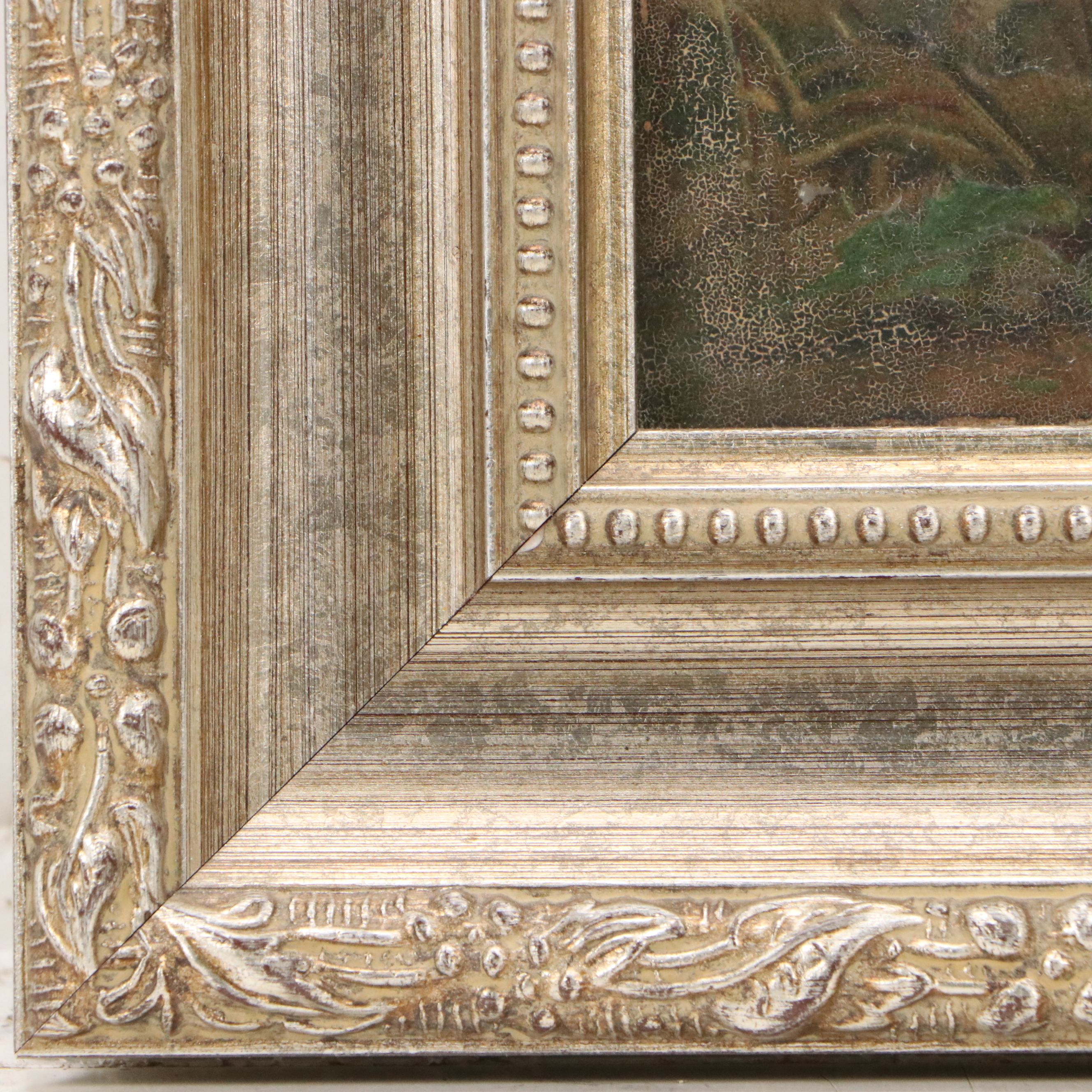 Embossed Oil Painting on Leather of Children, Circa 1880s