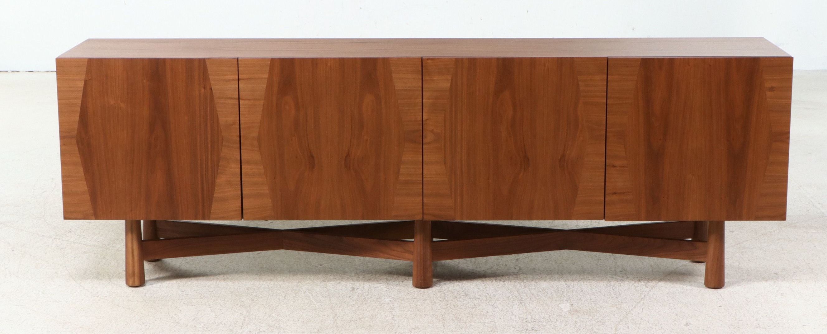 Lawson-Fenning "Bronson" Mid Century Modern Style Walnut Four-Door Cabinet
