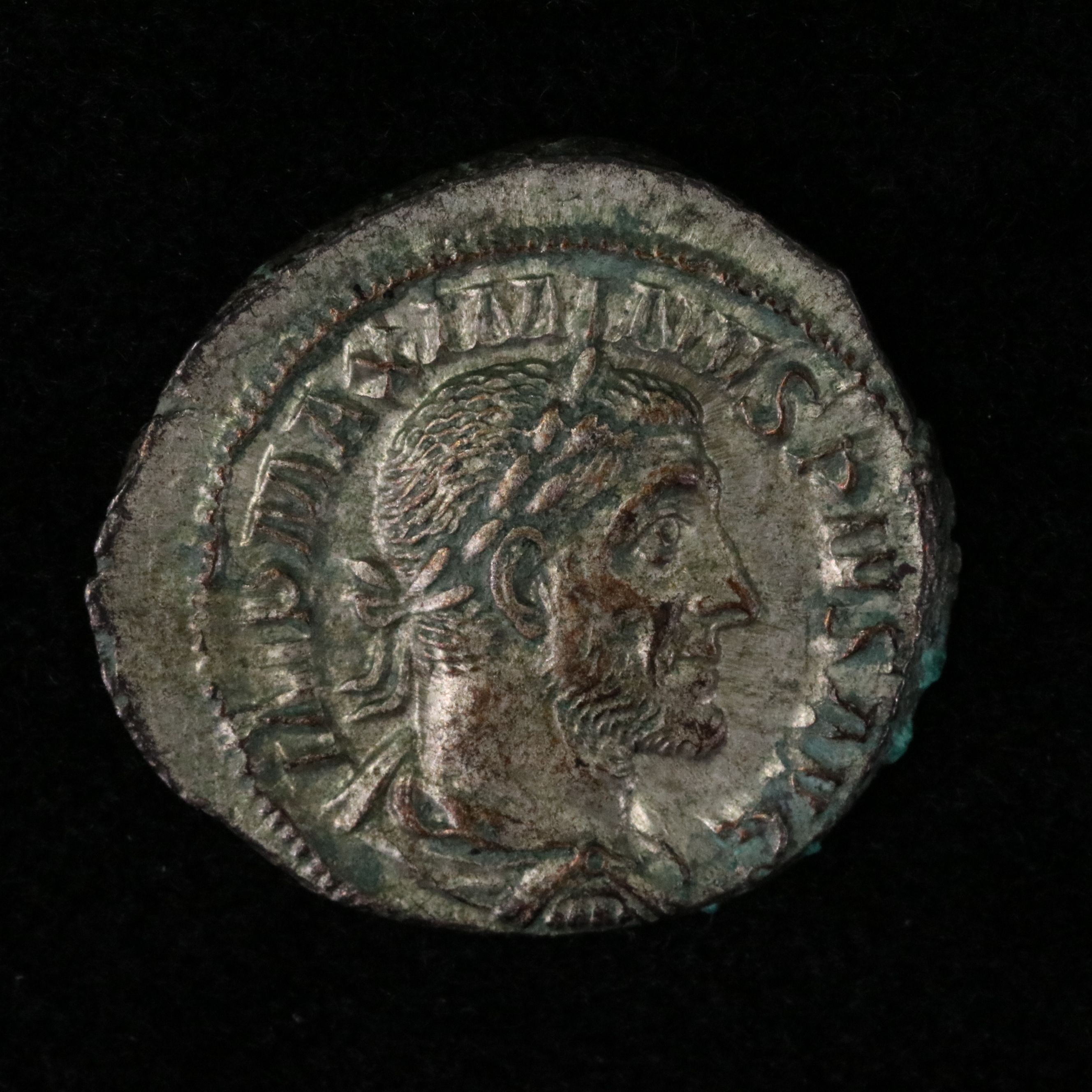 Ancient Roman Imperial AR Denarius Coin of Maximinus I, ca. 236 A.D.
