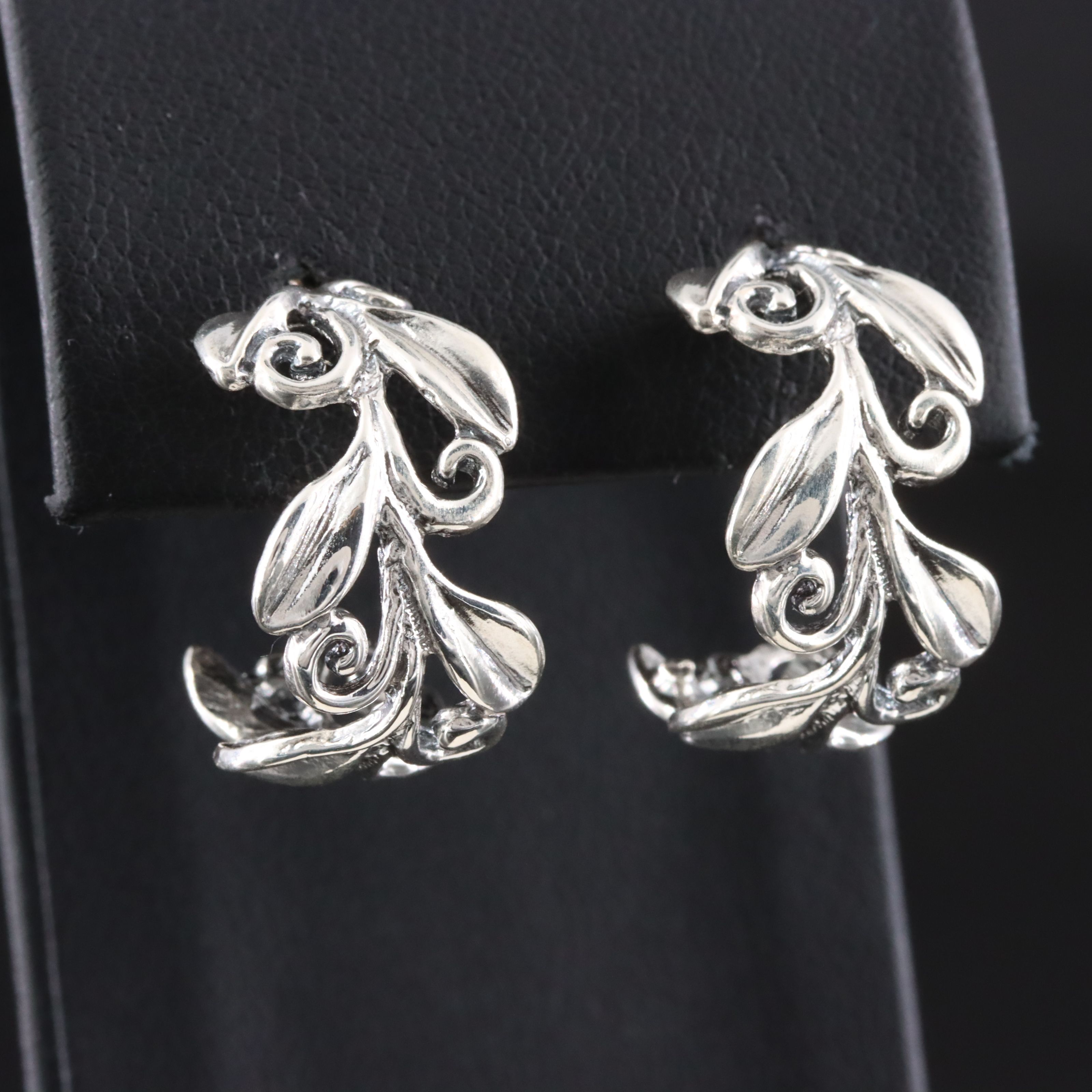 Sterling Vine Half Hoops