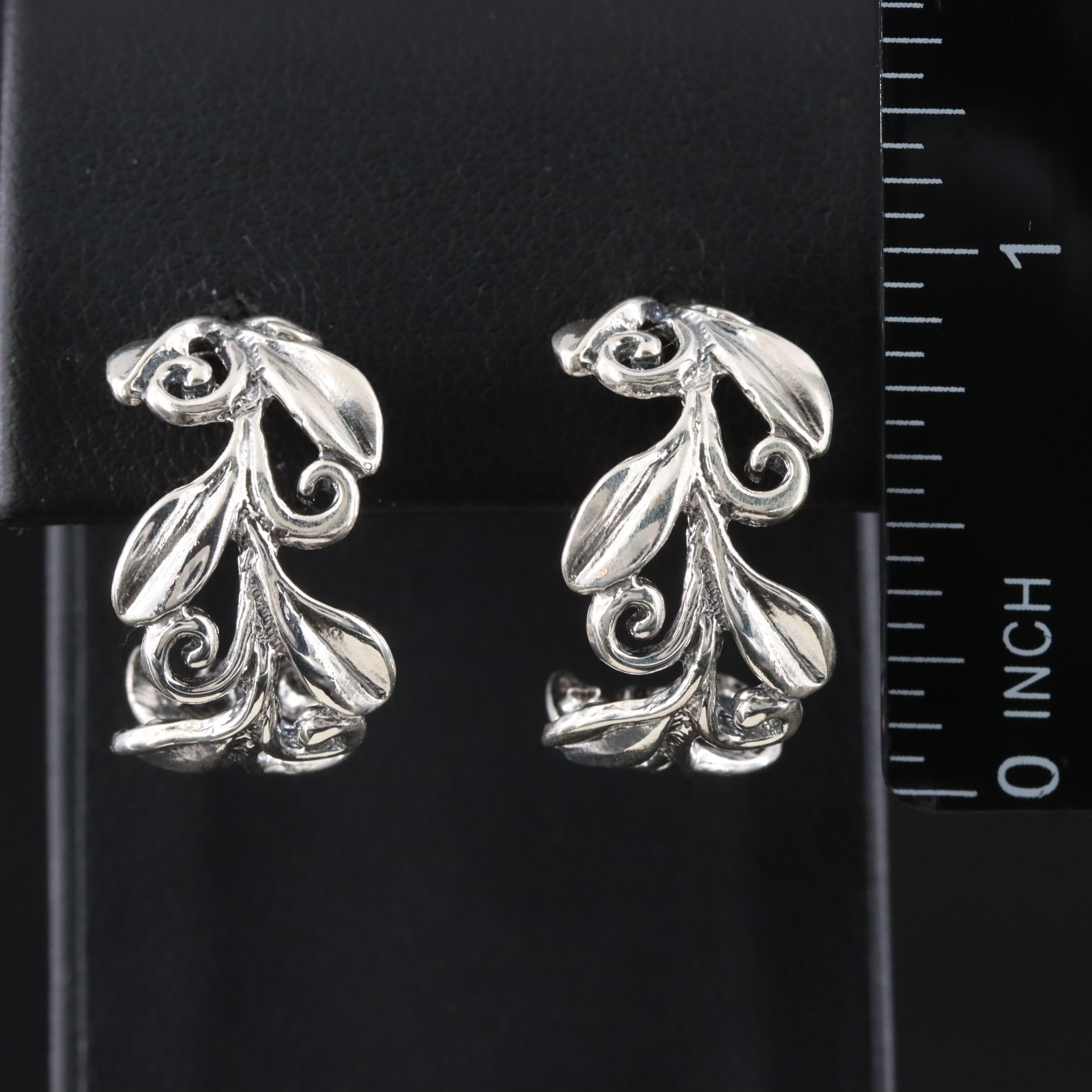 Sterling Vine Half Hoops