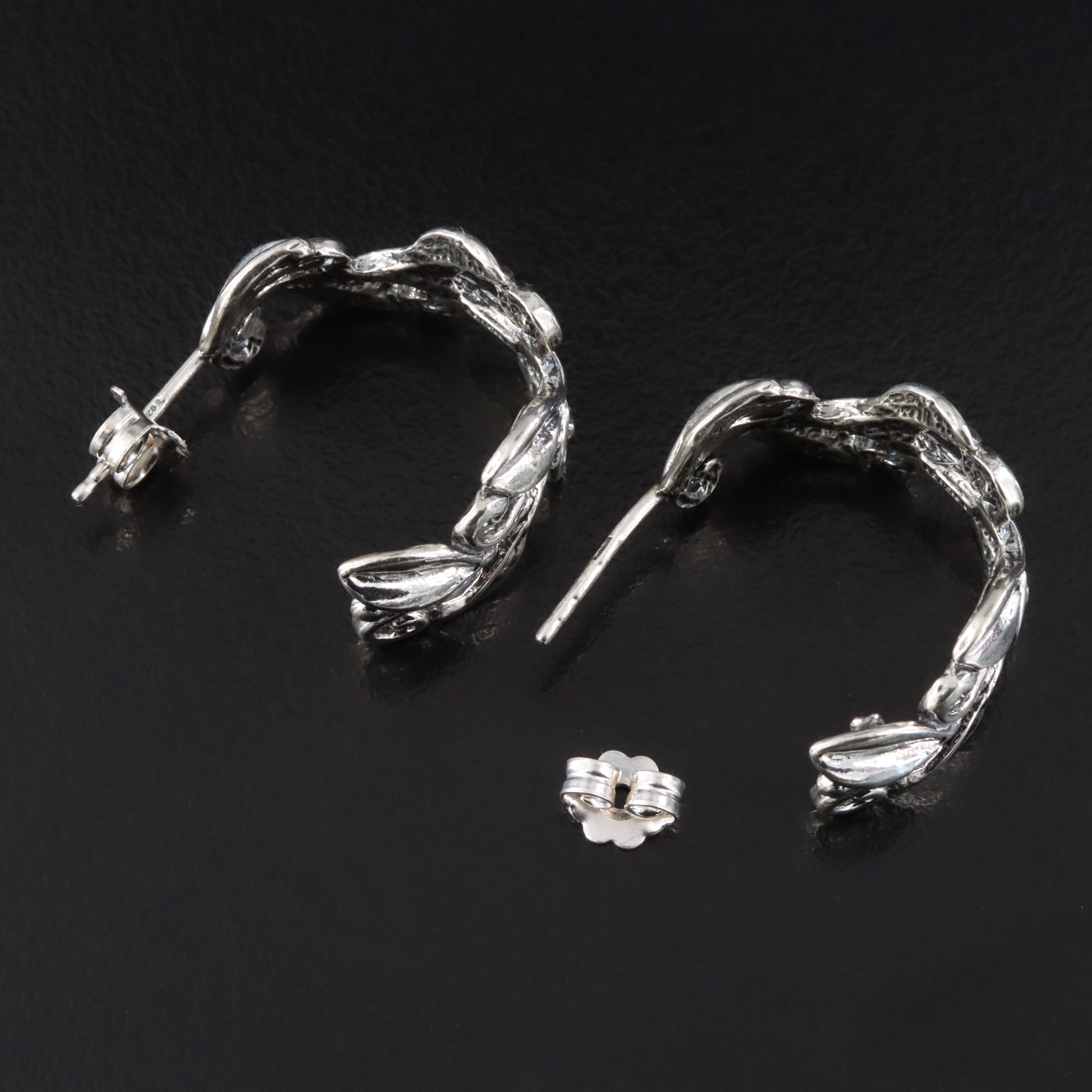 Sterling Vine Half Hoops