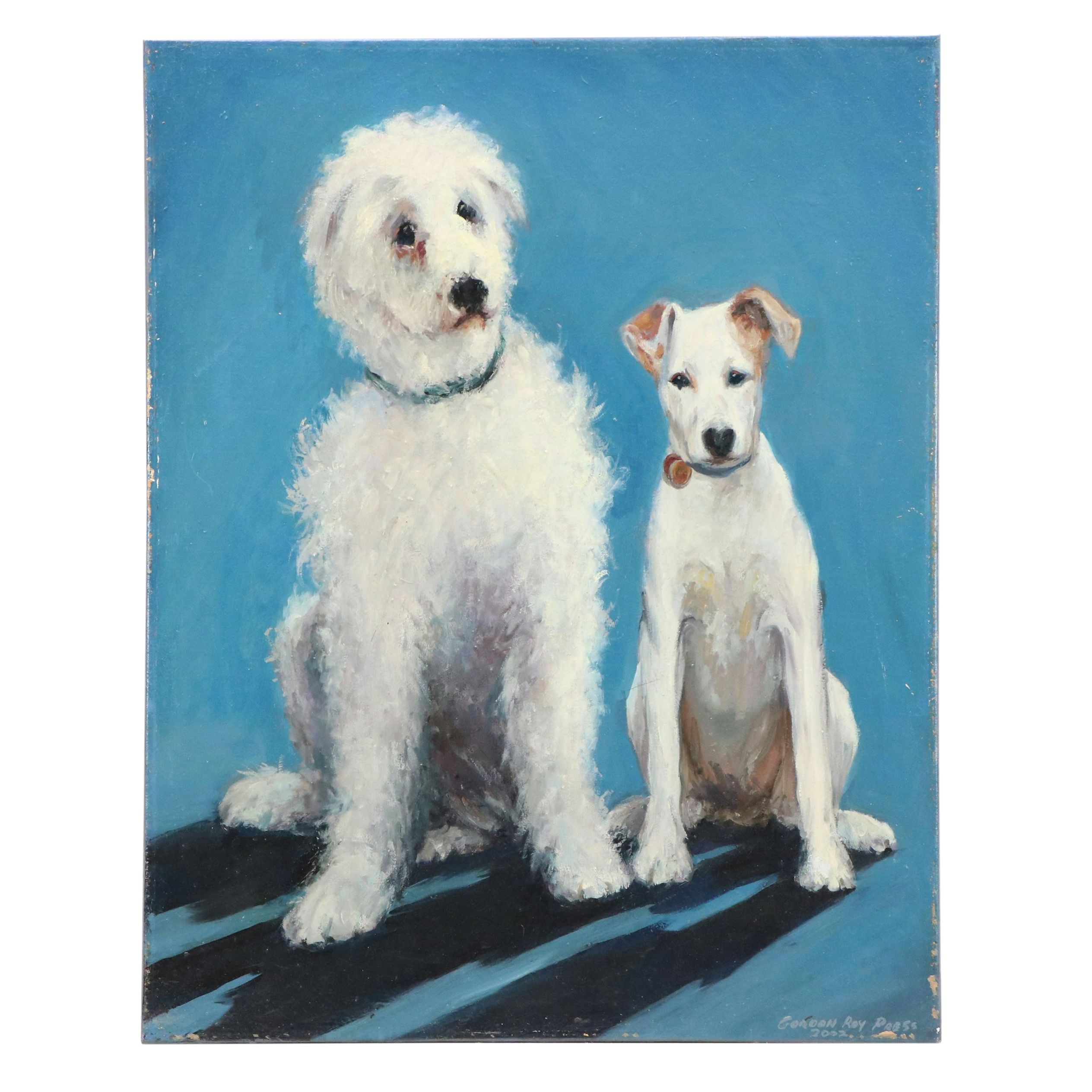 Gordon Roy Press Pet Portrait Oil Painting "Einstein and Champ," 2022