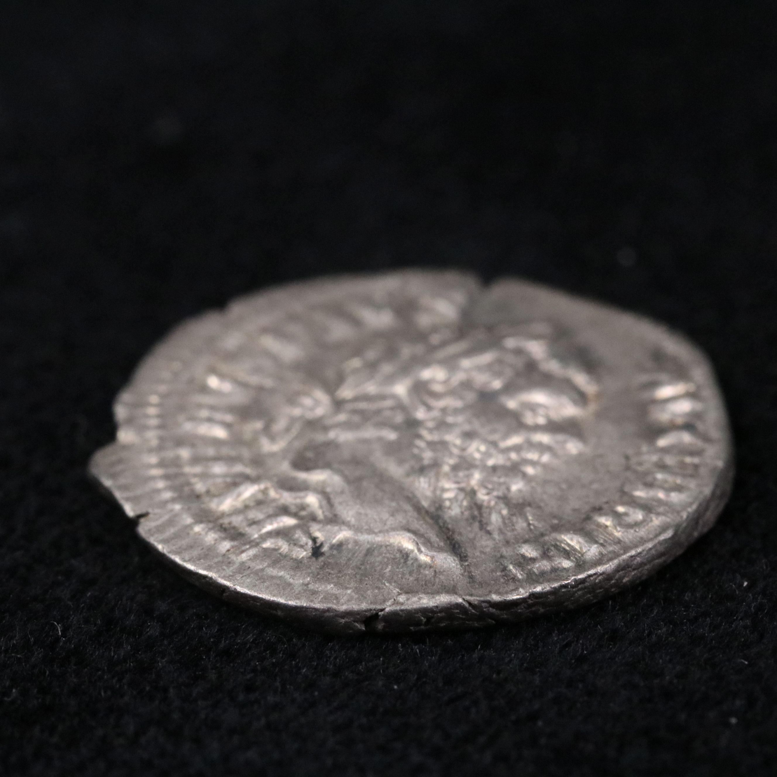 Ancient Roman Imperial AR Denarius Coin of Septimius Severus, ca. 209 A.D.