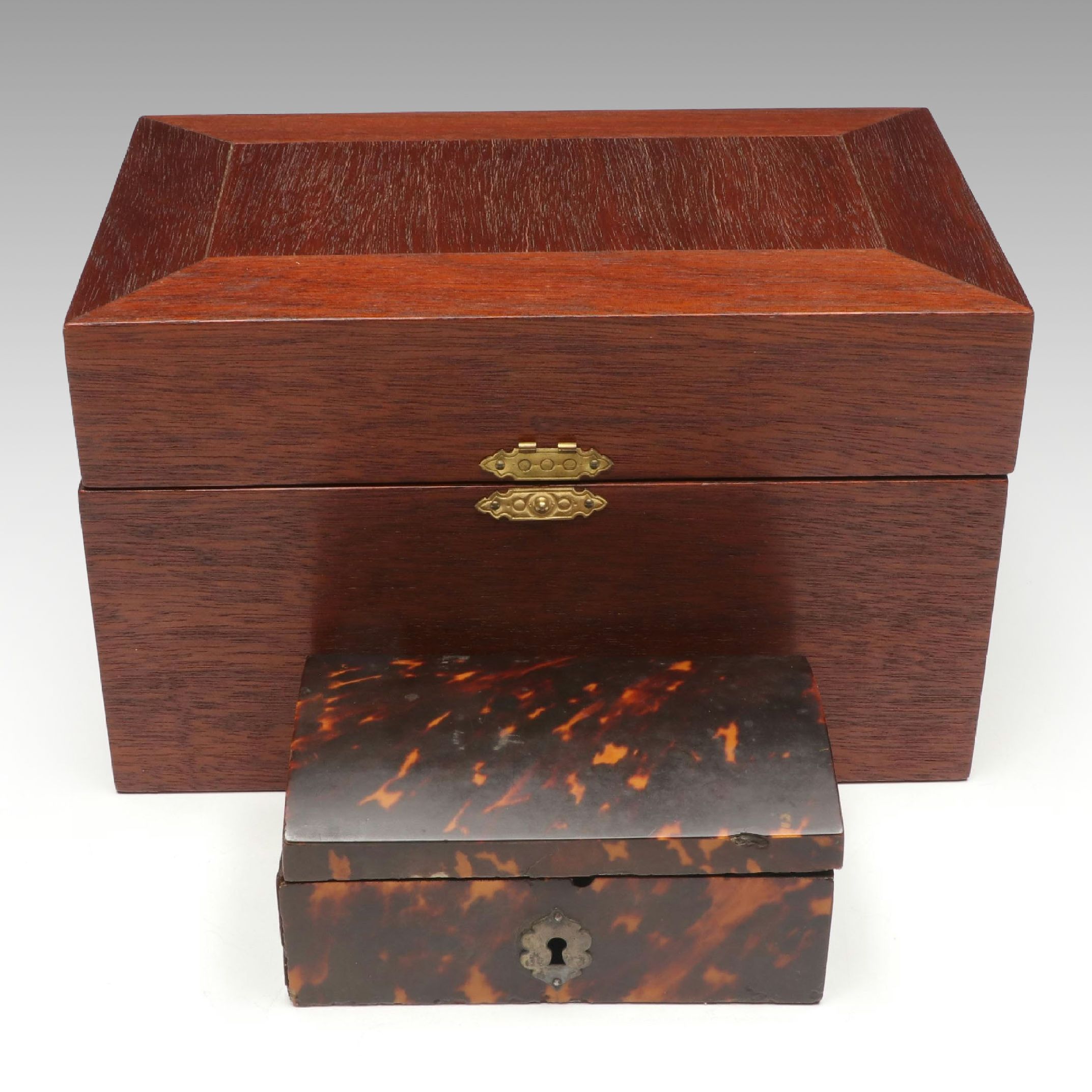 Antique Tortoiseshell Box with Nomad Design Co. Wood Box