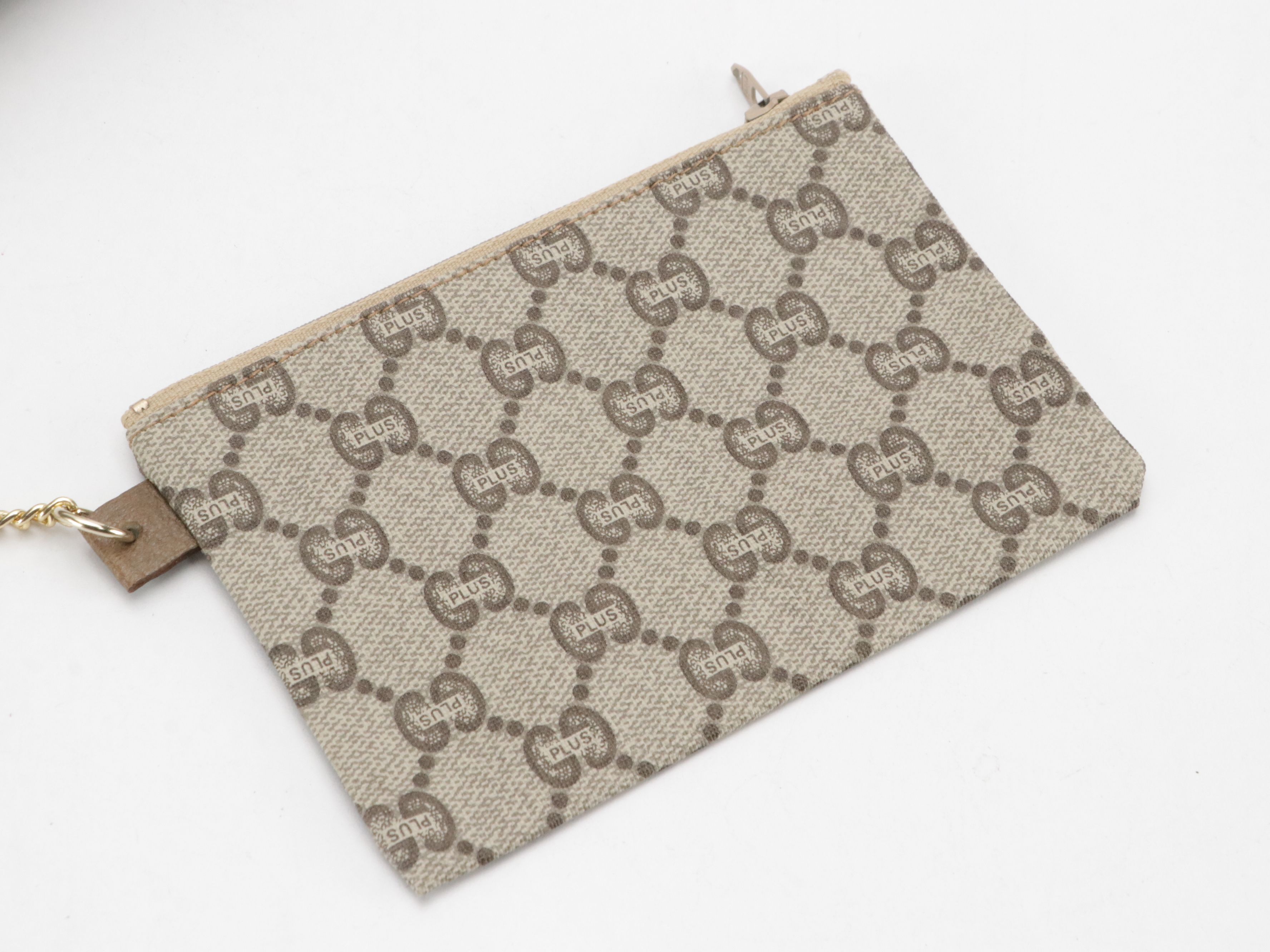 Gucci Plus Front Pocket Tote in GG Supreme Canvas, Leather & Web Straps W/ Pouch