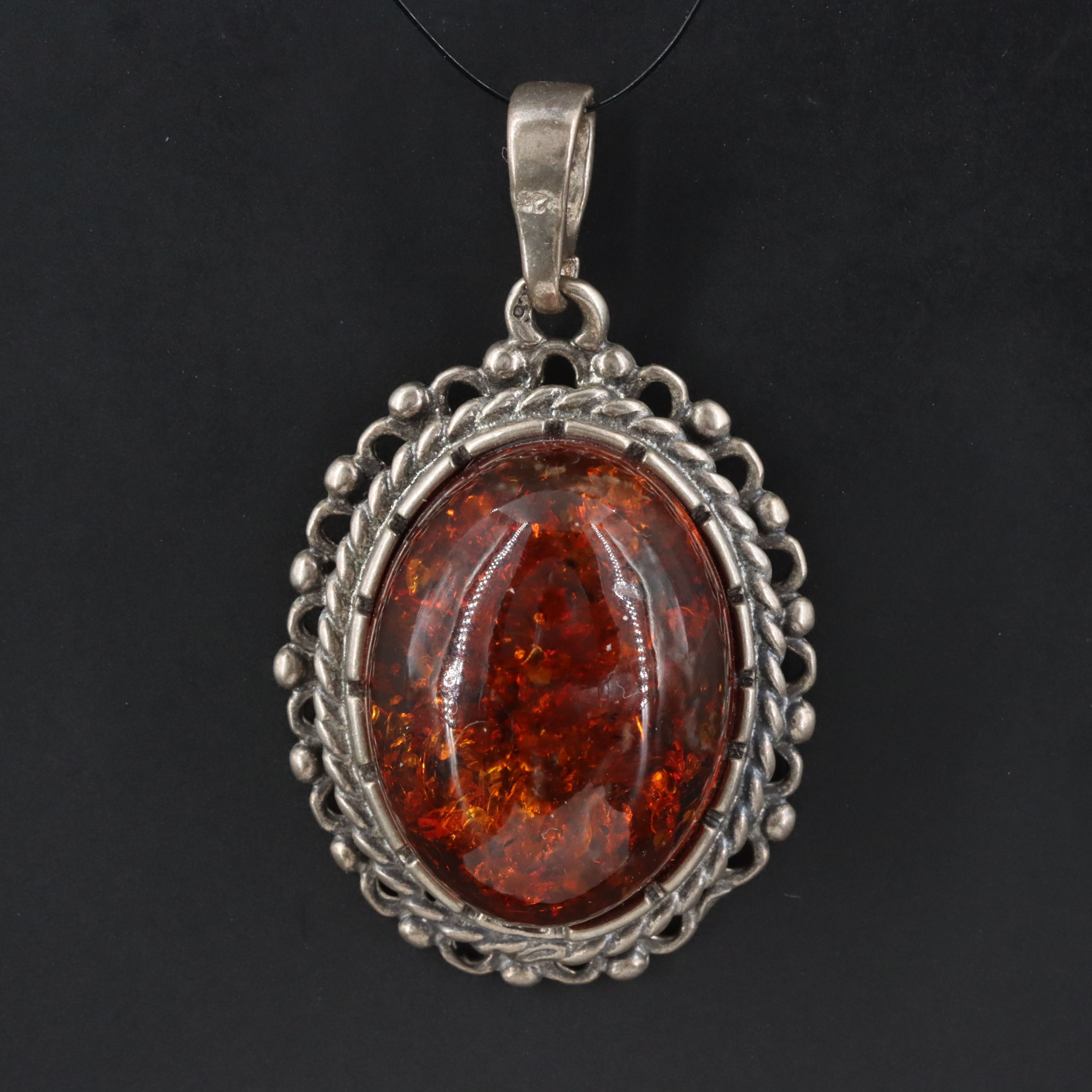 Sterling Amber Pendant