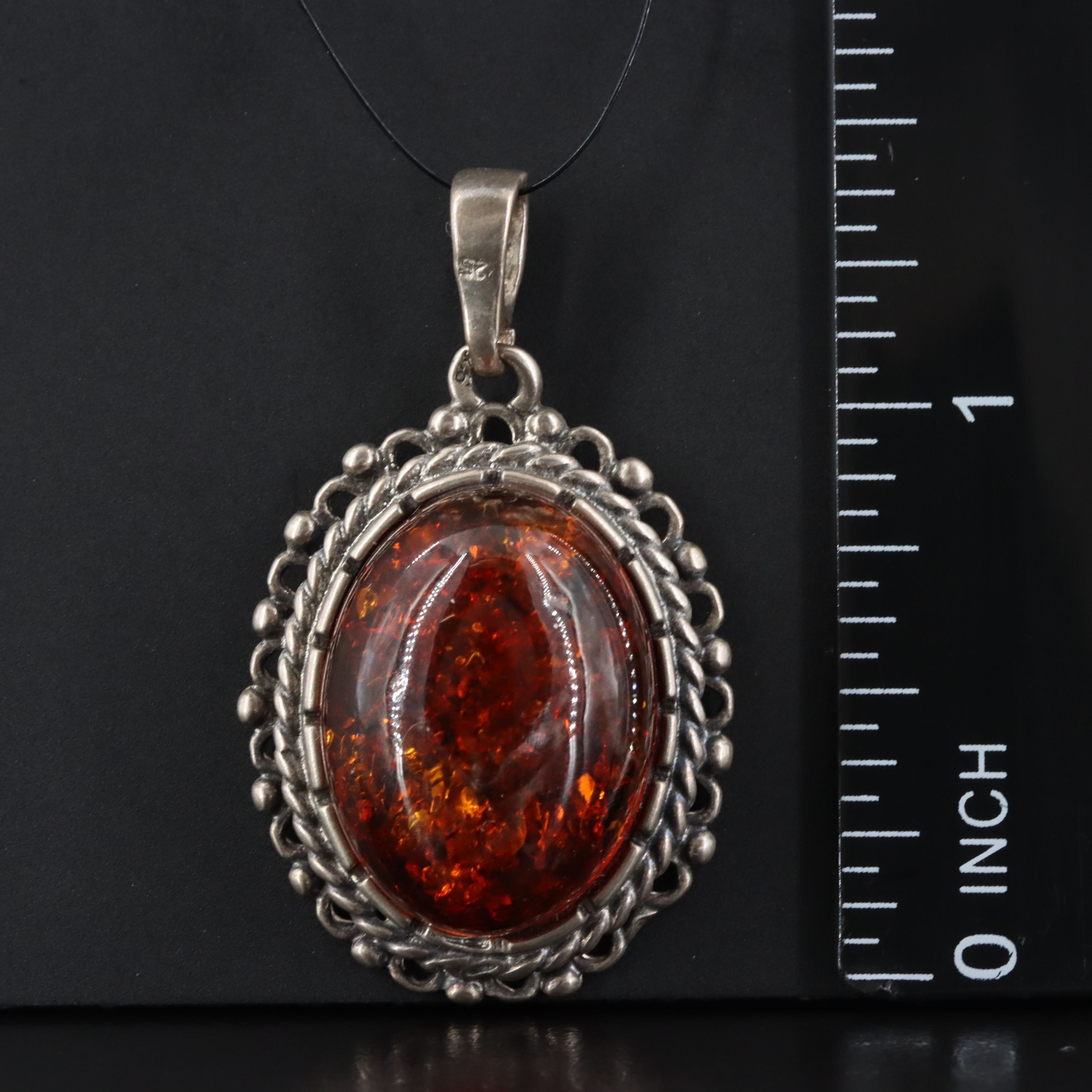 Sterling Amber Pendant