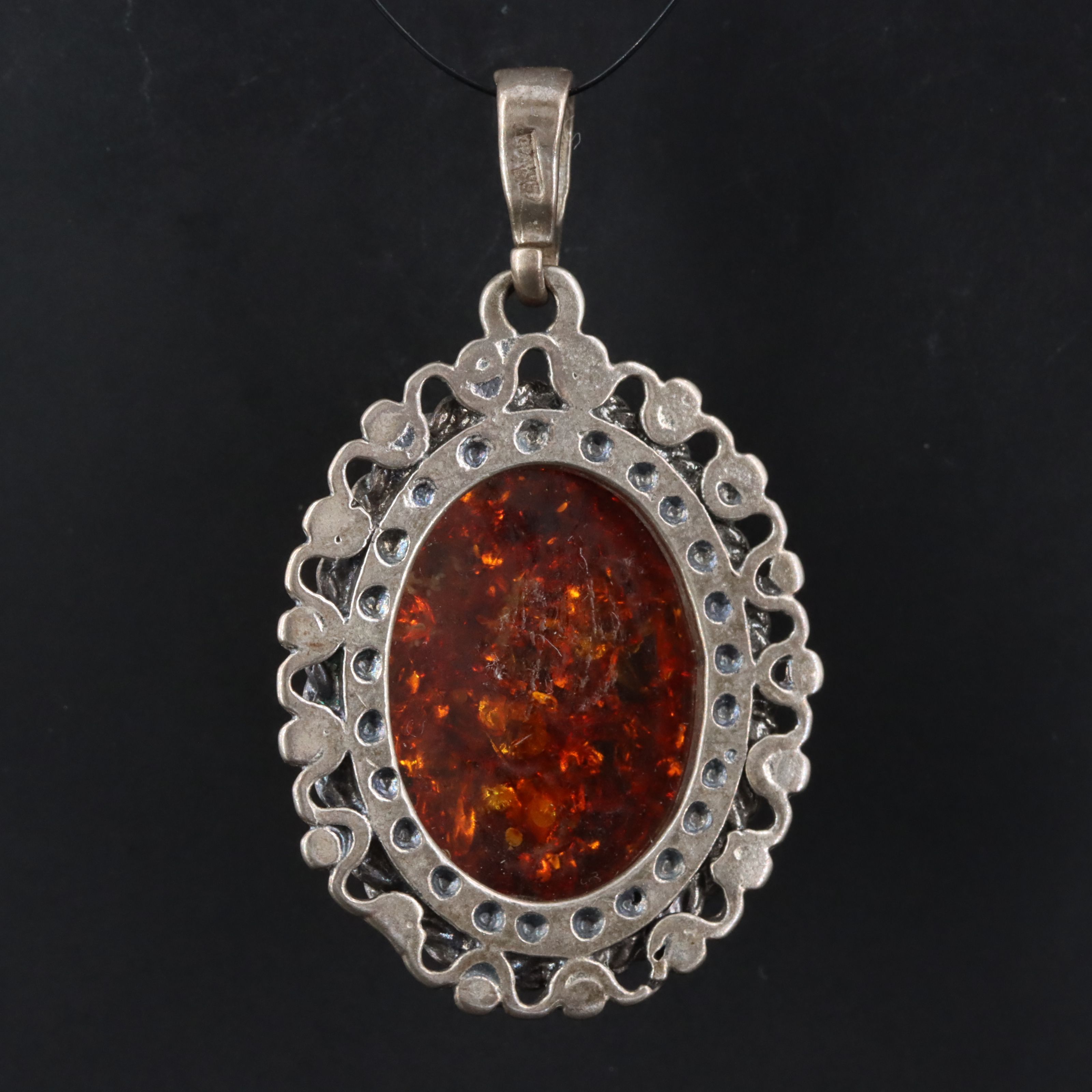 Sterling Amber Pendant