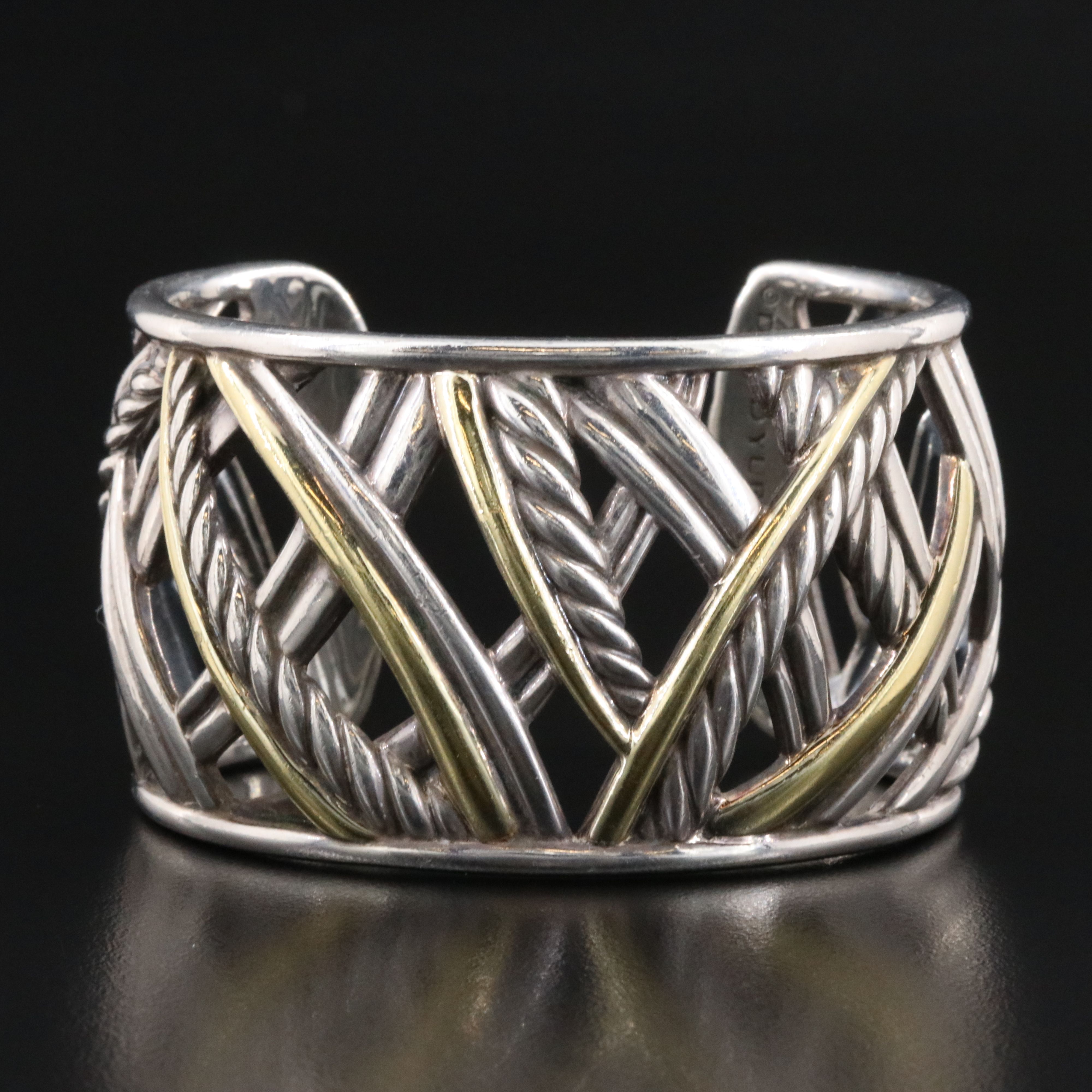 David Yurman Papyrus Sterling Cuff Bracelet with 18K Accents