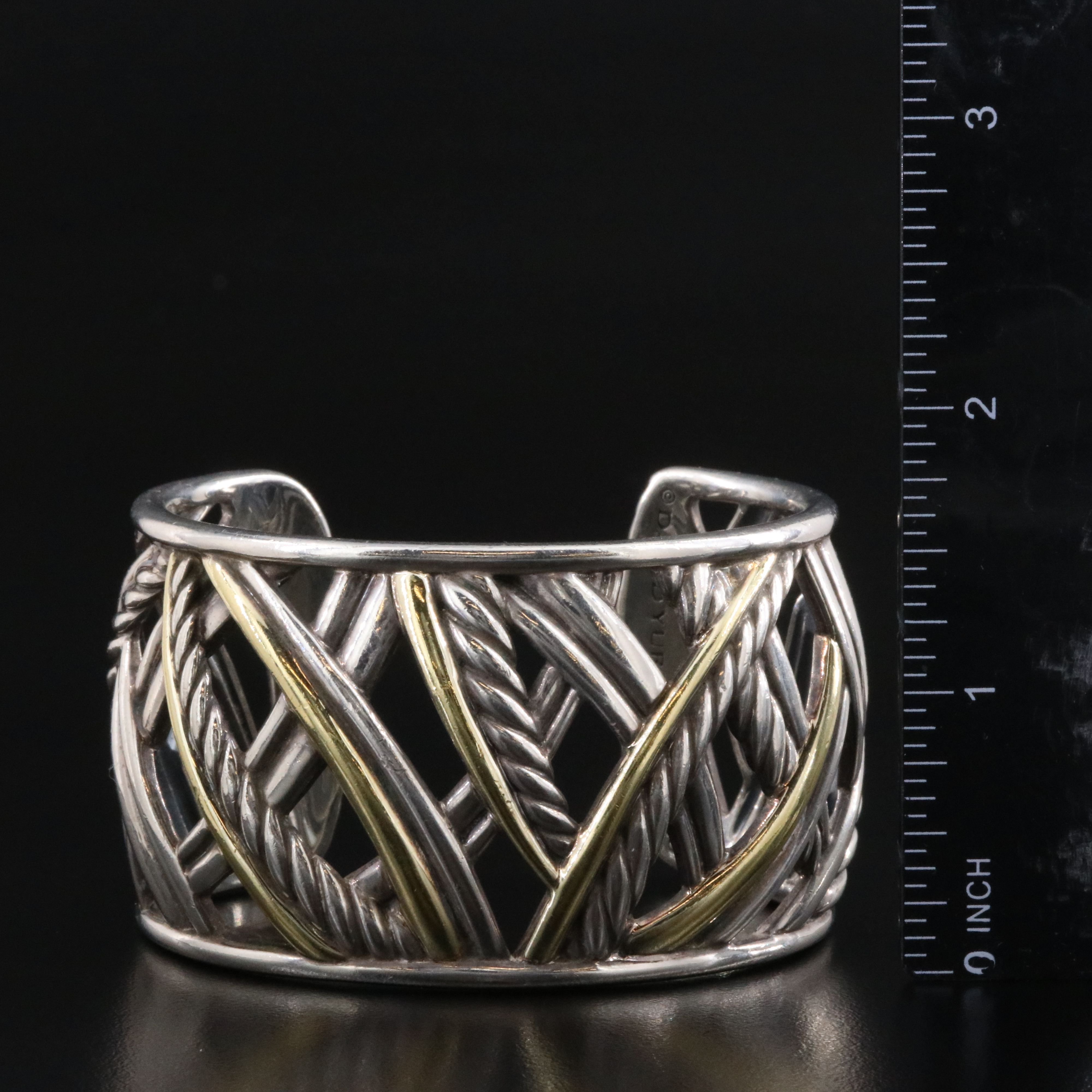 David Yurman Papyrus Sterling Cuff Bracelet with 18K Accents