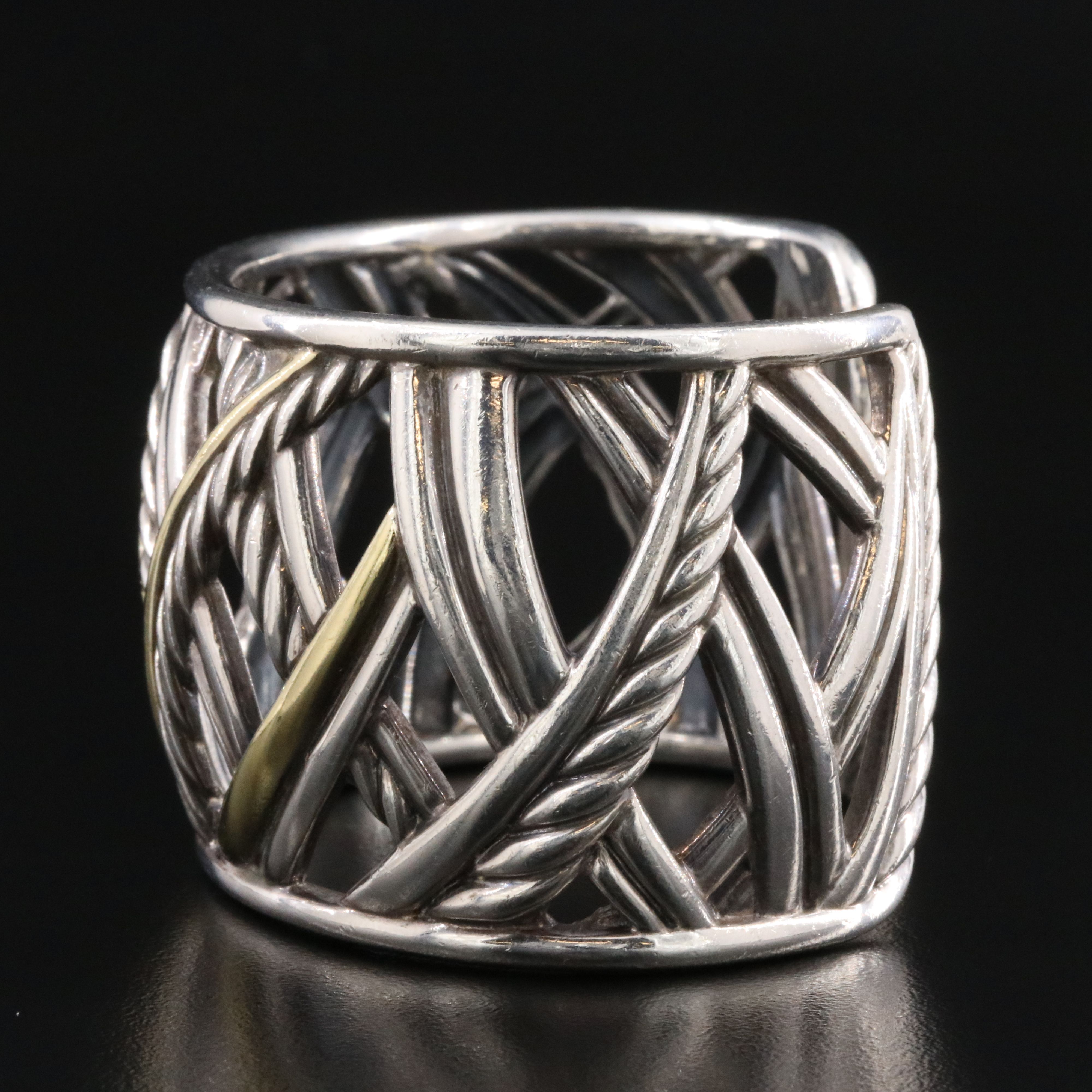 David Yurman Papyrus Sterling Cuff Bracelet with 18K Accents