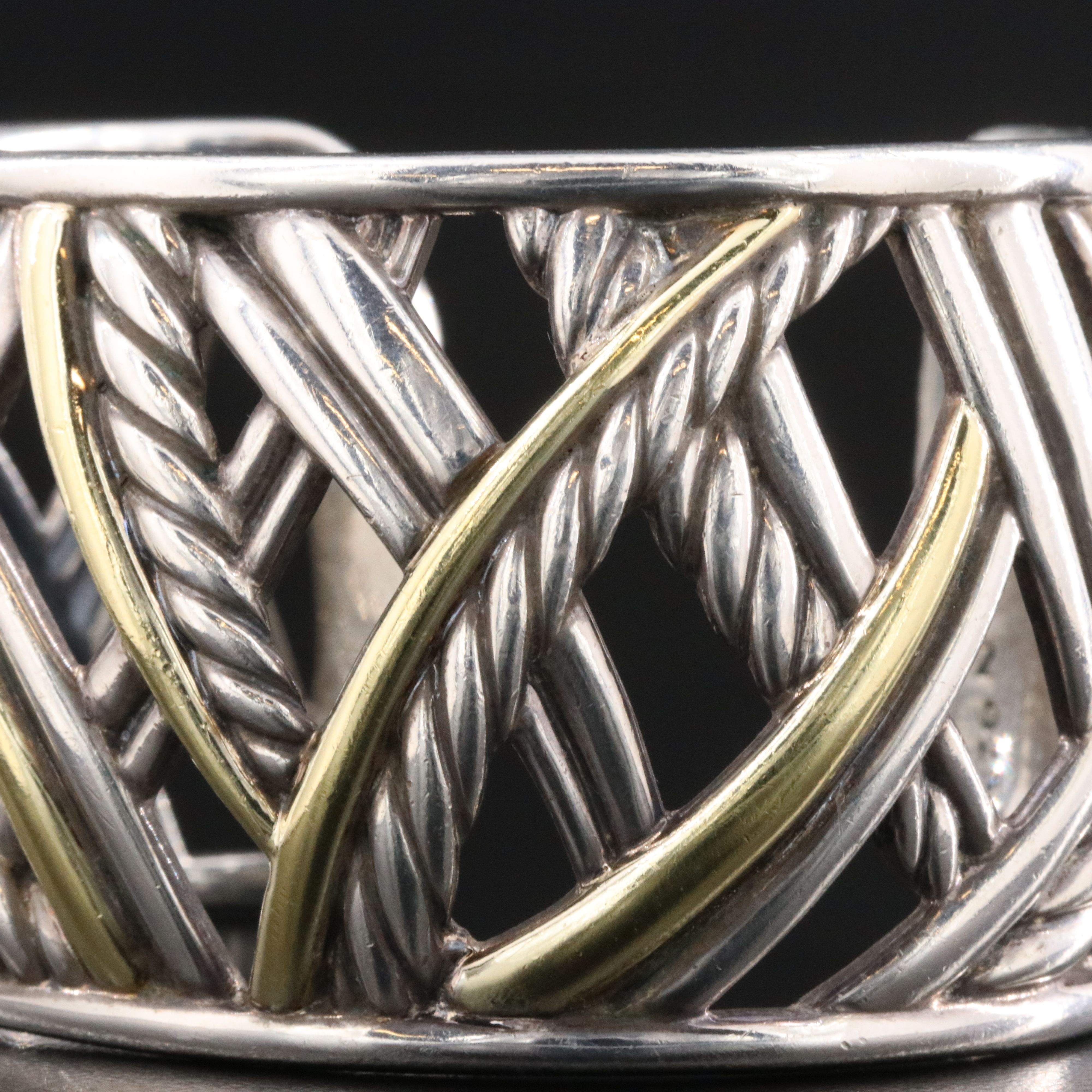 David Yurman Papyrus Sterling Cuff Bracelet with 18K Accents