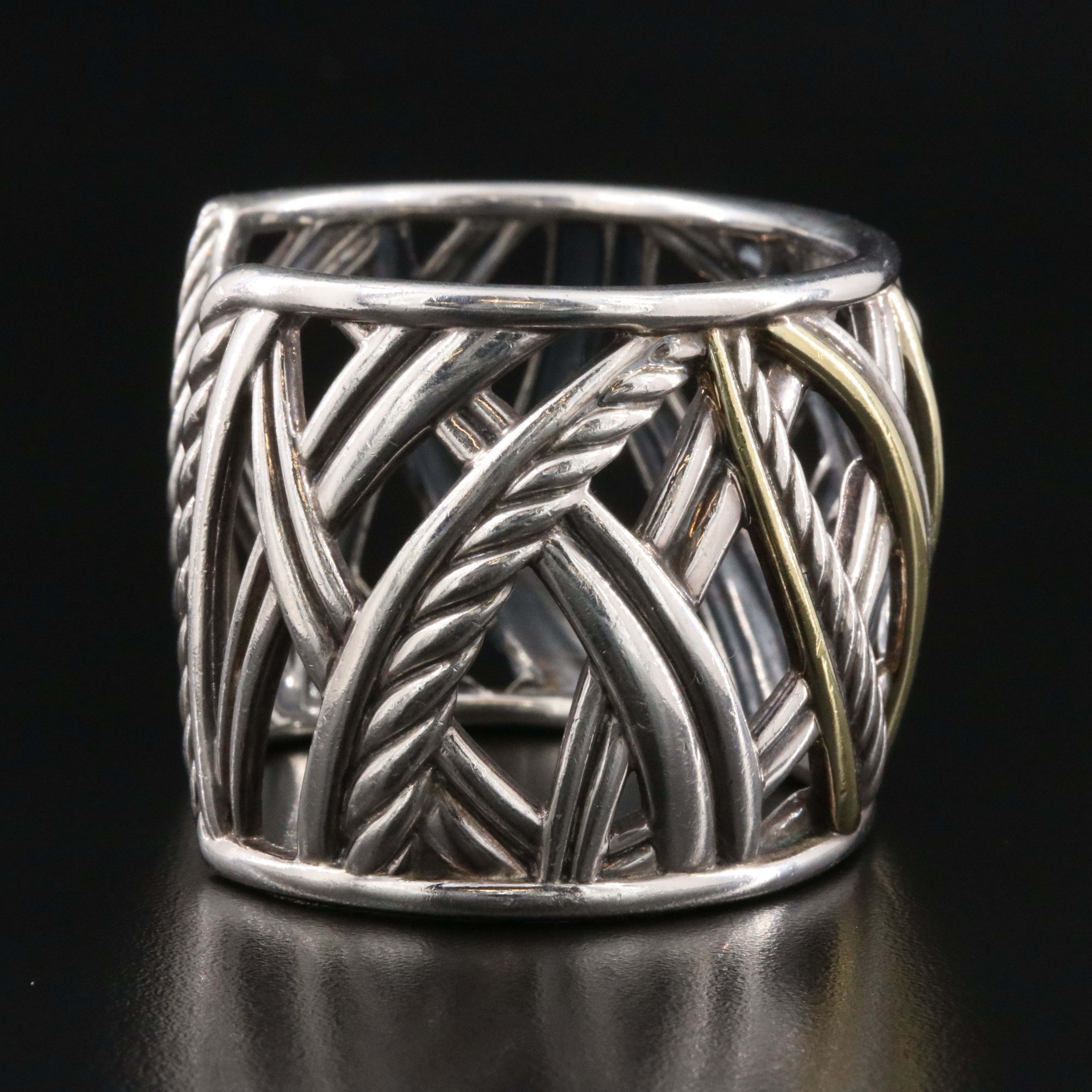David Yurman Papyrus Sterling Cuff Bracelet with 18K Accents