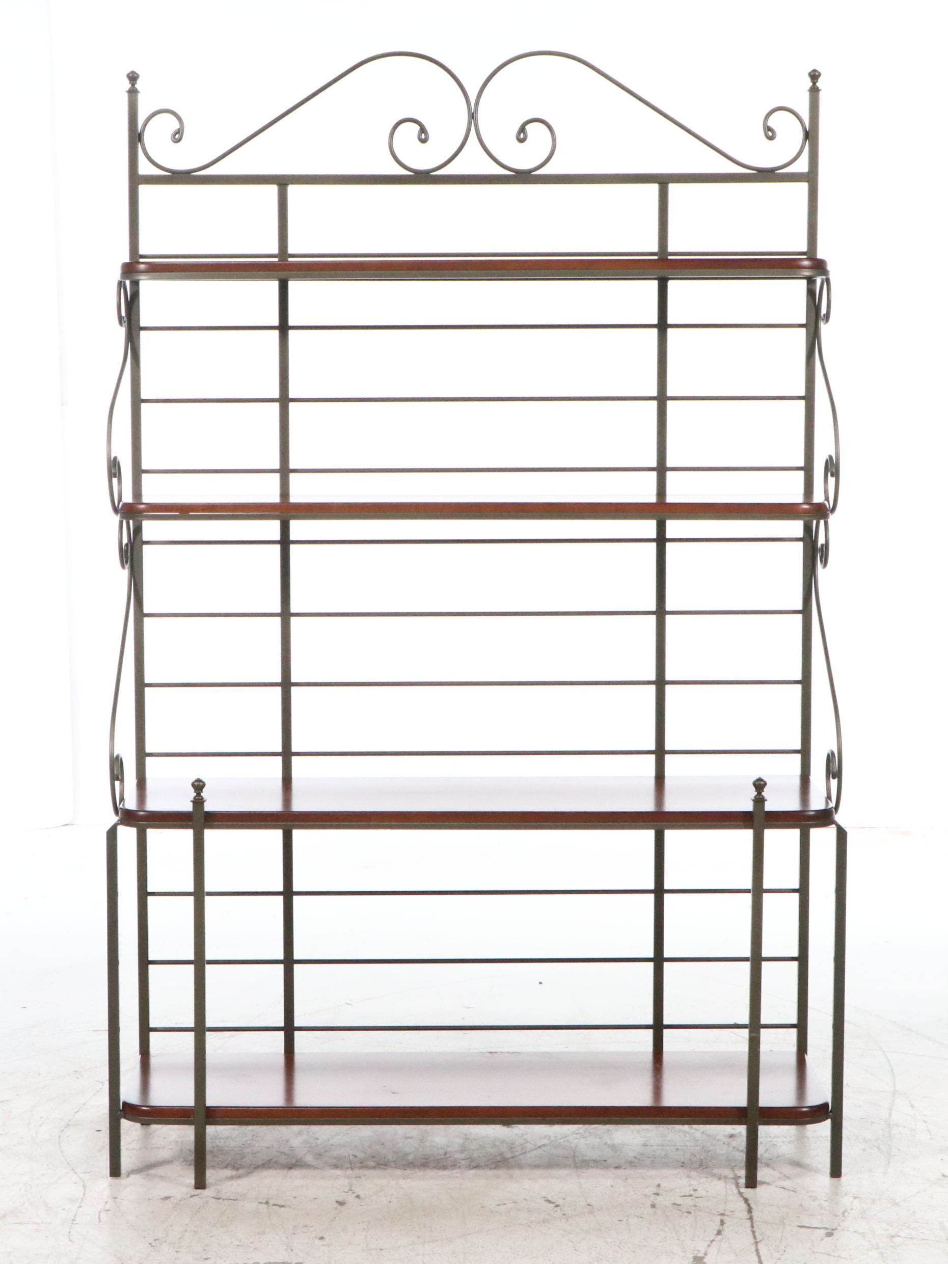 Charleston Forge Wrought Iron and Cherry Wood Baker's Rack