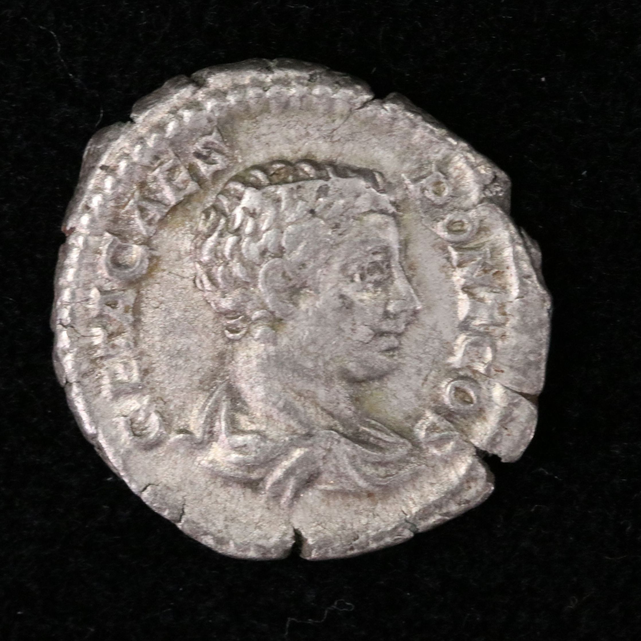 Ancient Roman Imperial AR Denarius Coin of Geta, ca. 198 A.D.