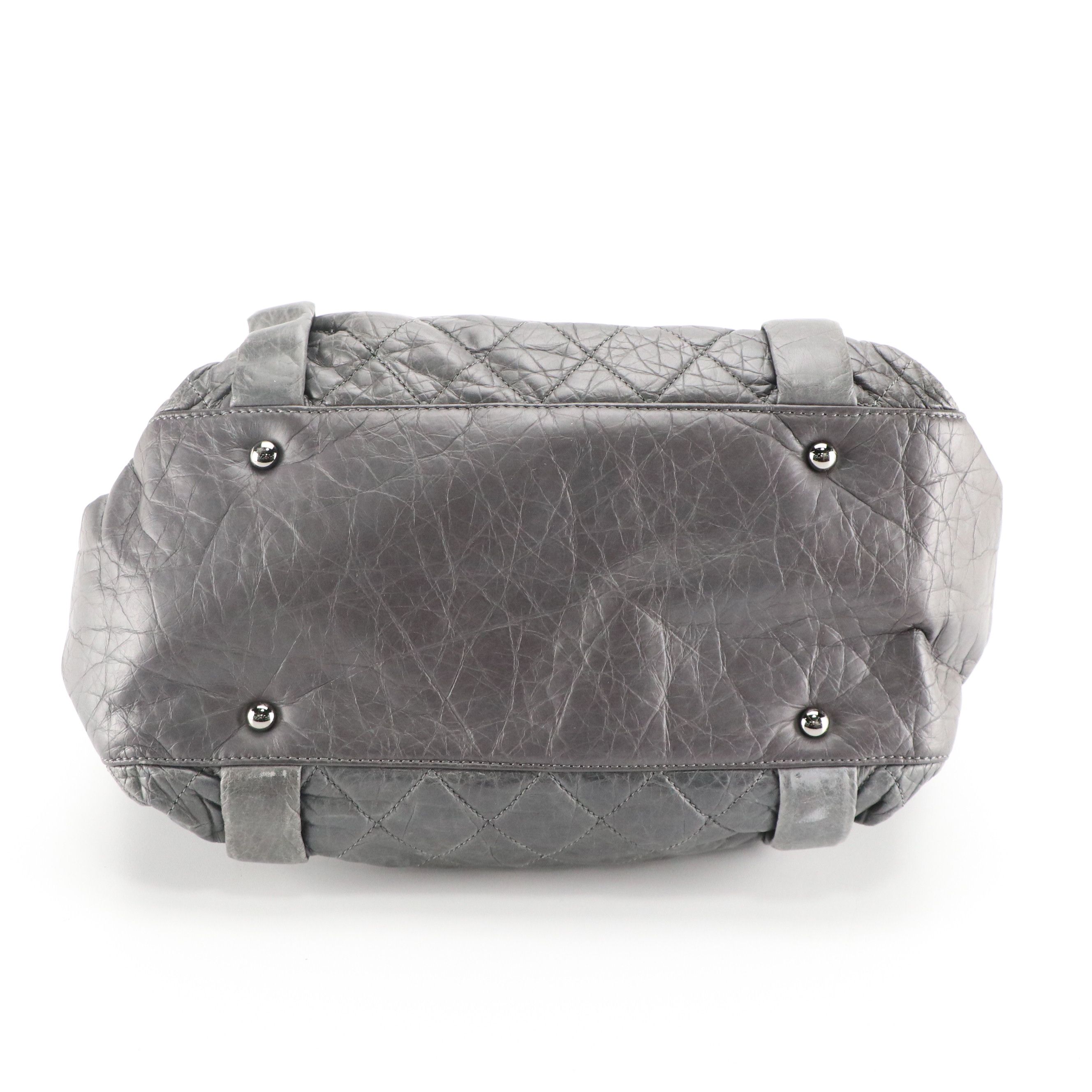 Chanel Lady Braid Zip Tote Bag in Grey Quilted Crinkled Calfskin Leather