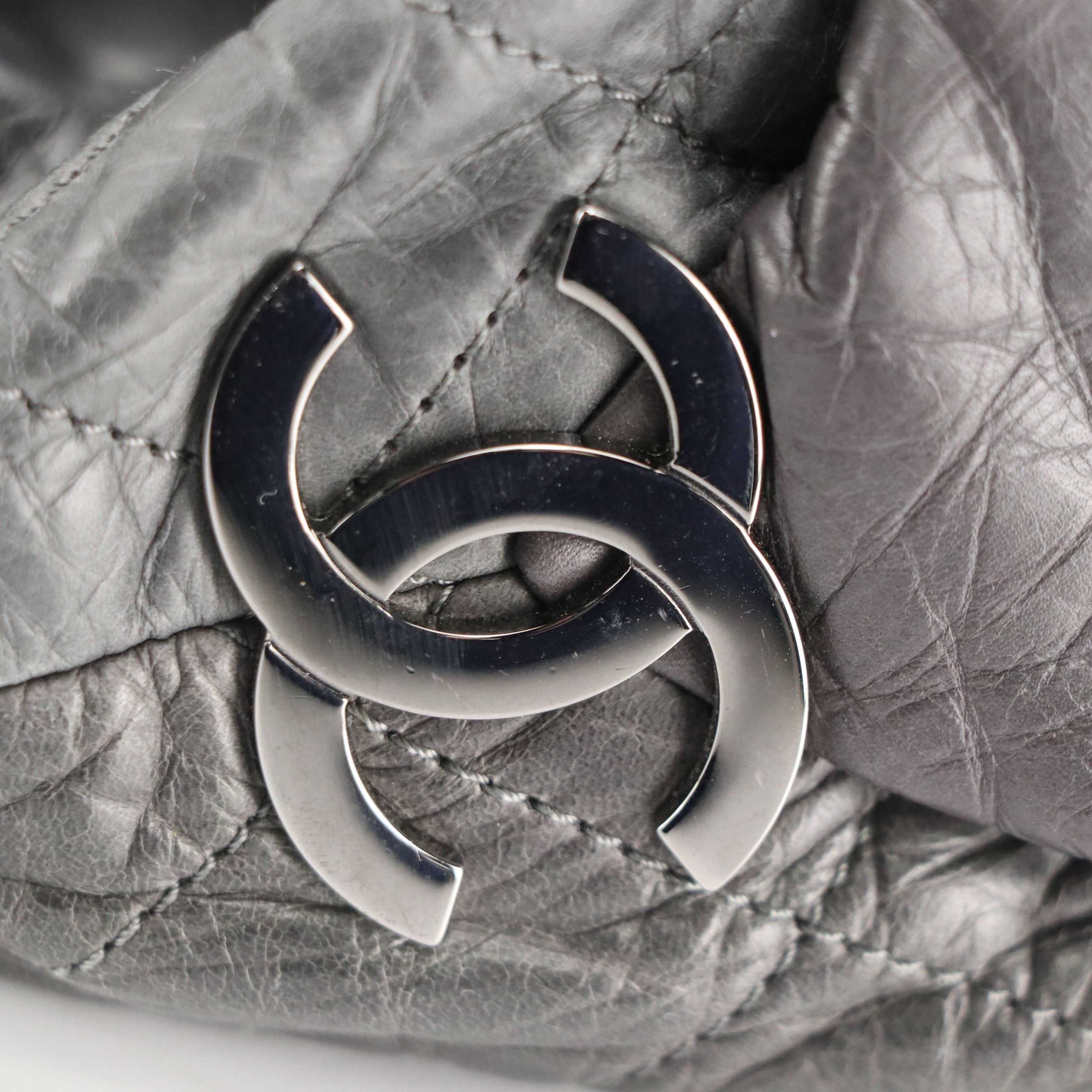 Chanel Lady Braid Zip Tote Bag in Grey Quilted Crinkled Calfskin Leather