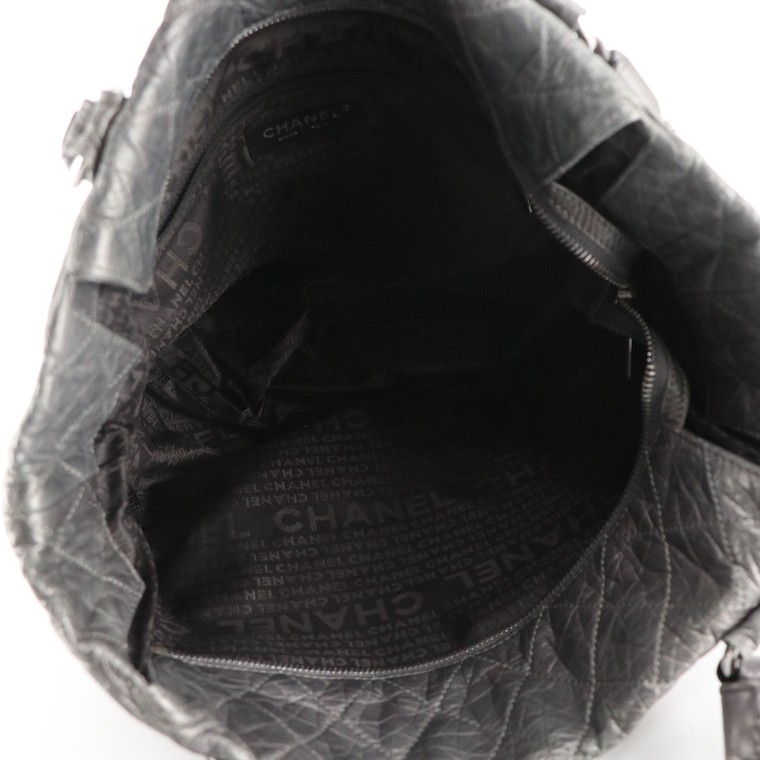 Chanel Lady Braid Zip Tote Bag in Grey Quilted Crinkled Calfskin Leather