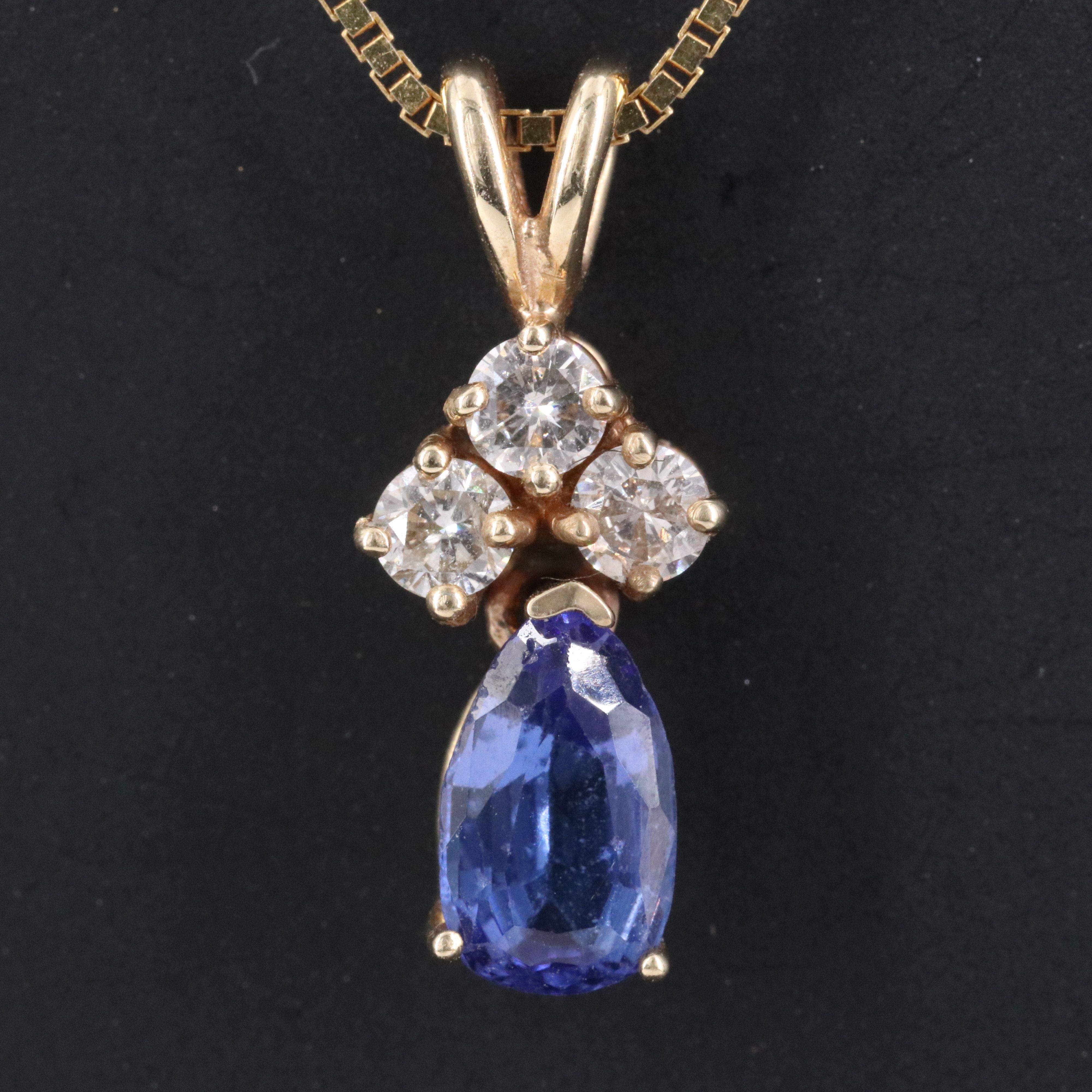 14K 1.04 CT Tanzanite and Diamond Pendant Necklace