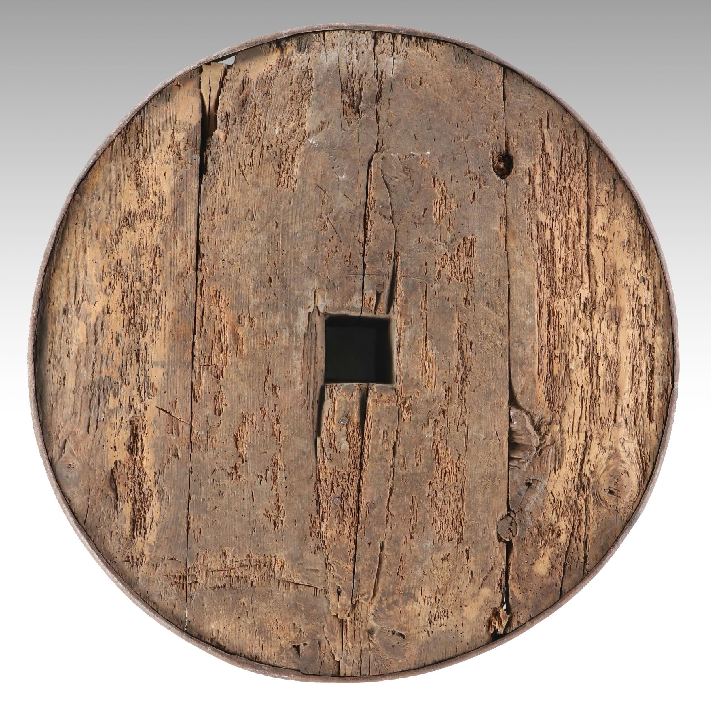 Salvaged Iron Banded Wooden Wagon Wheel