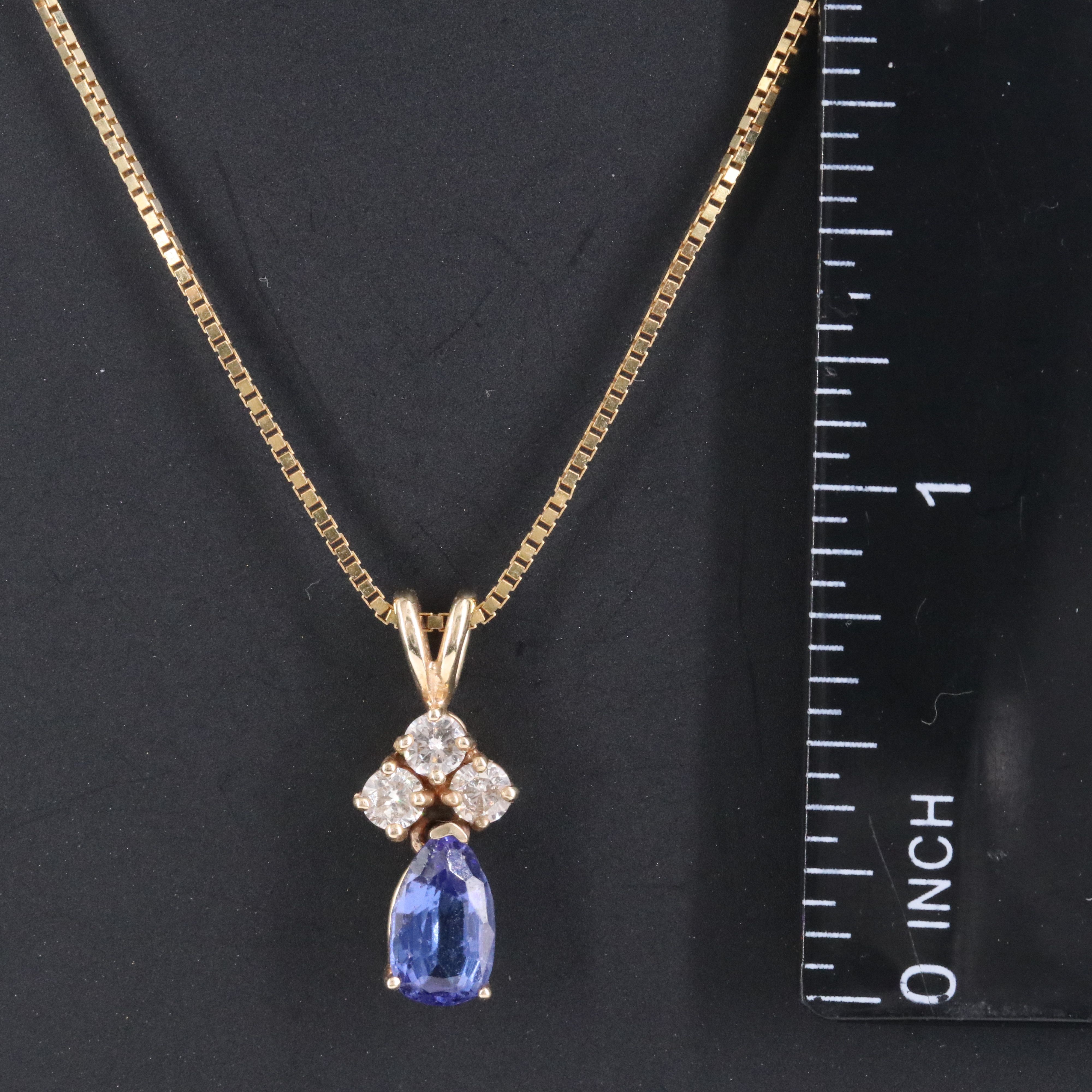 14K 1.04 CT Tanzanite and Diamond Pendant Necklace