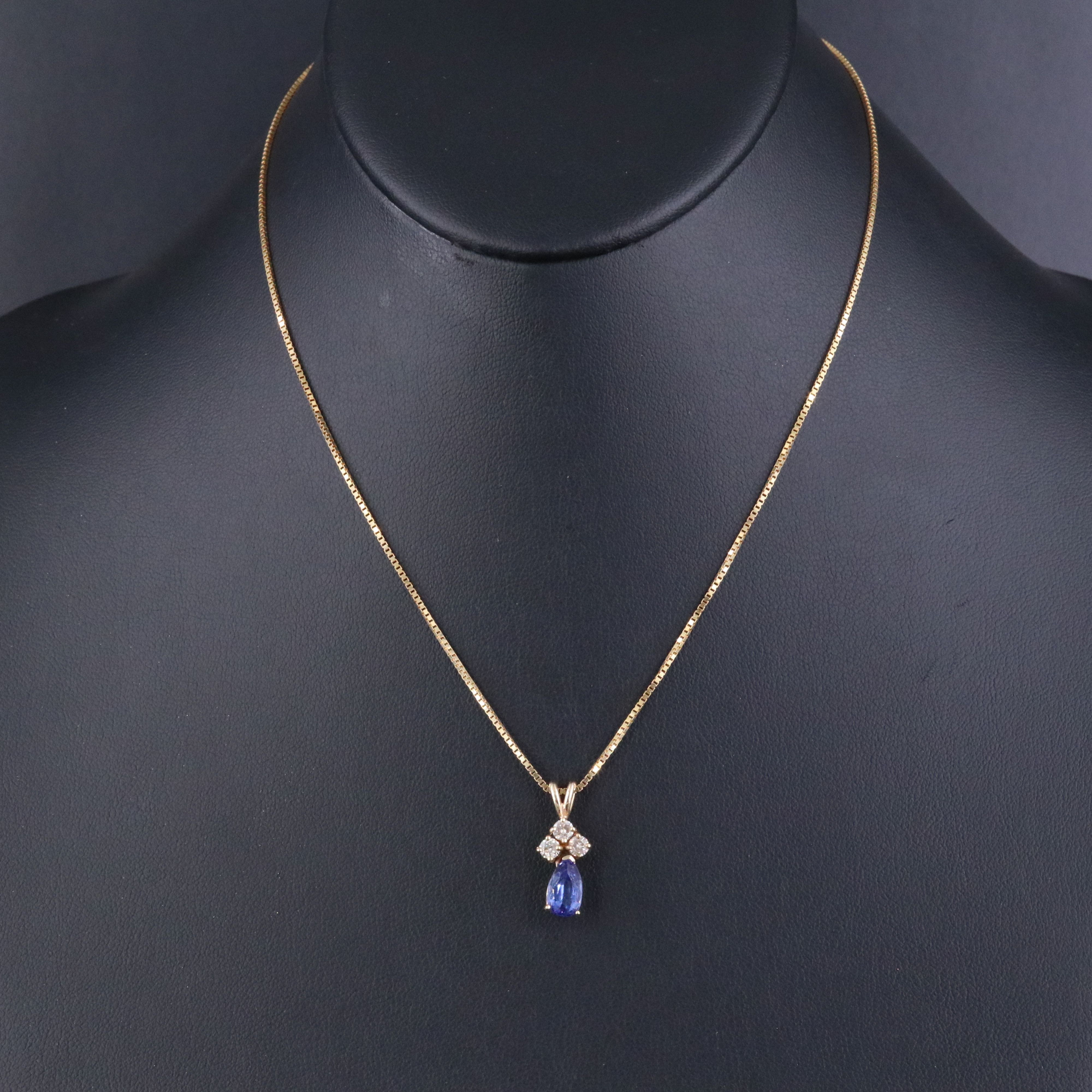 14K 1.04 CT Tanzanite and Diamond Pendant Necklace