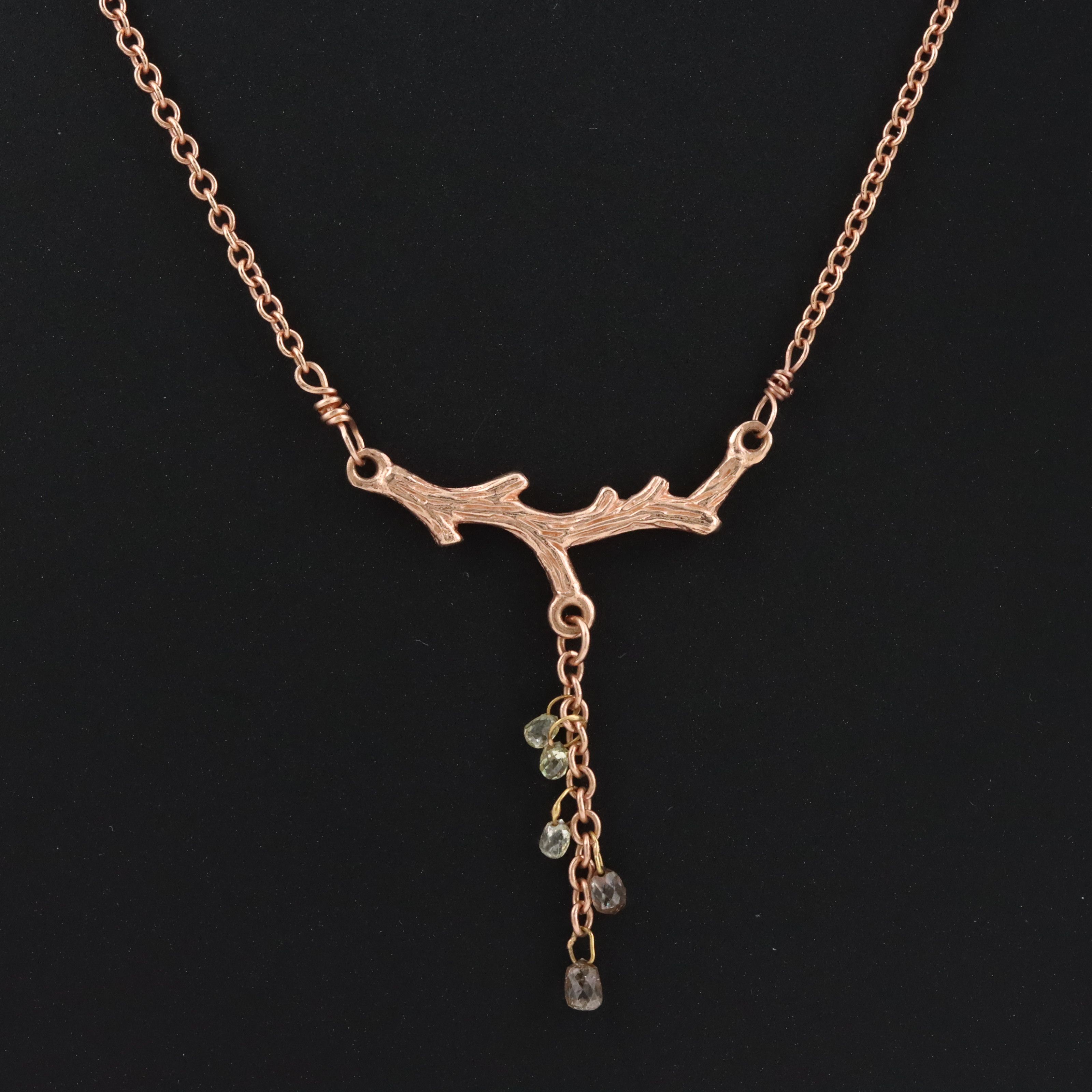 14K Rose Gold 0.12 CTW Fancy Diamond Branch Necklace