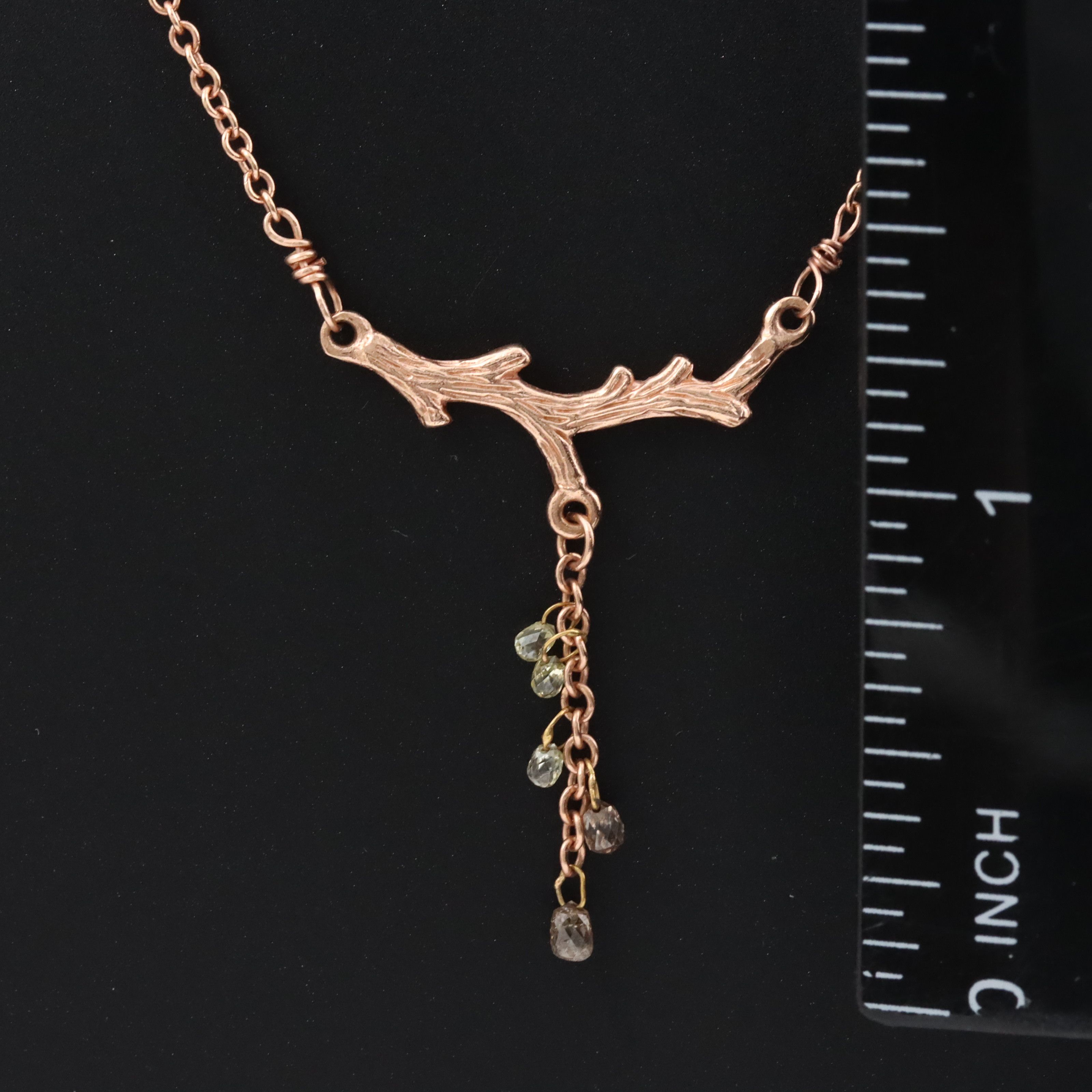 14K Rose Gold 0.12 CTW Fancy Diamond Branch Necklace