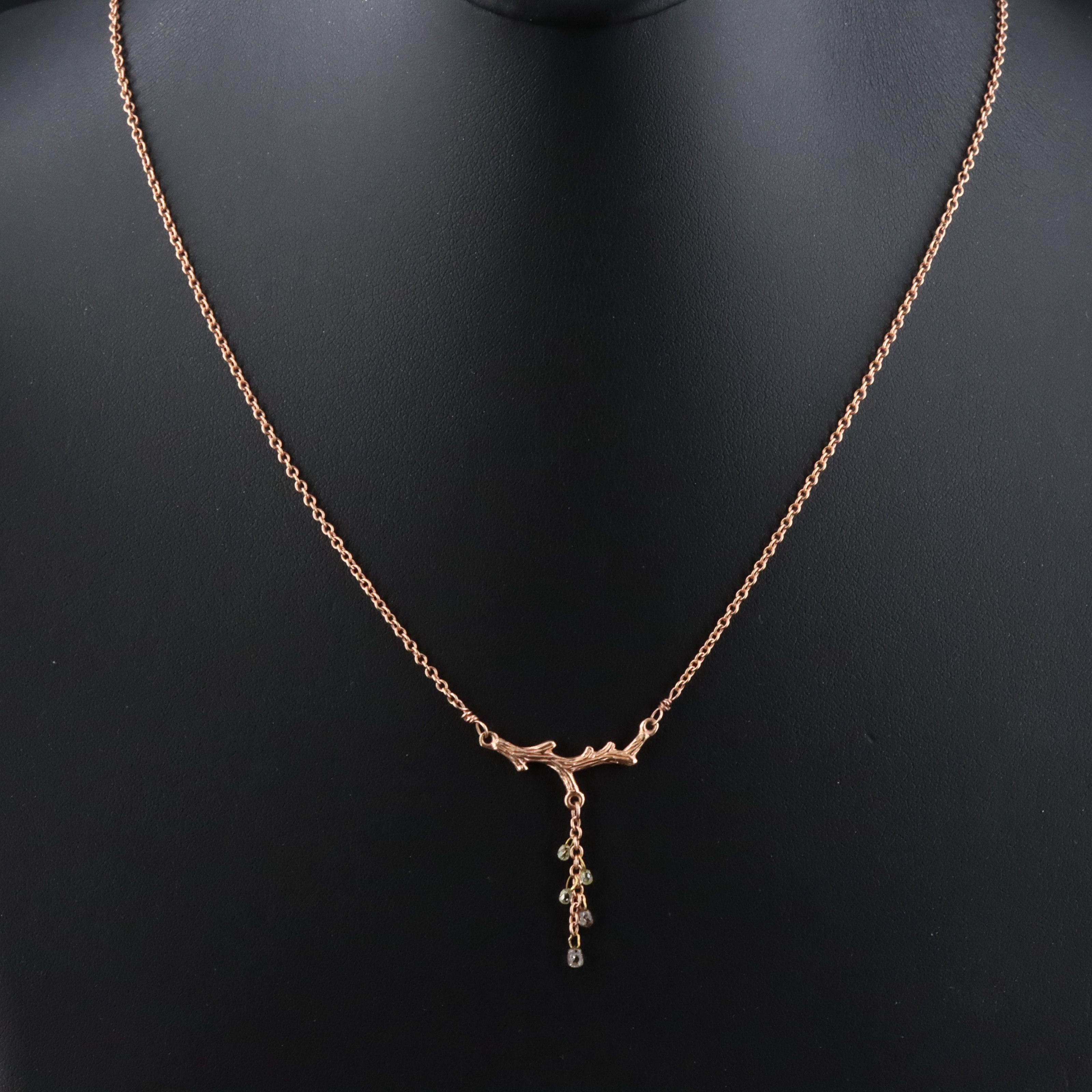 14K Rose Gold 0.12 CTW Fancy Diamond Branch Necklace