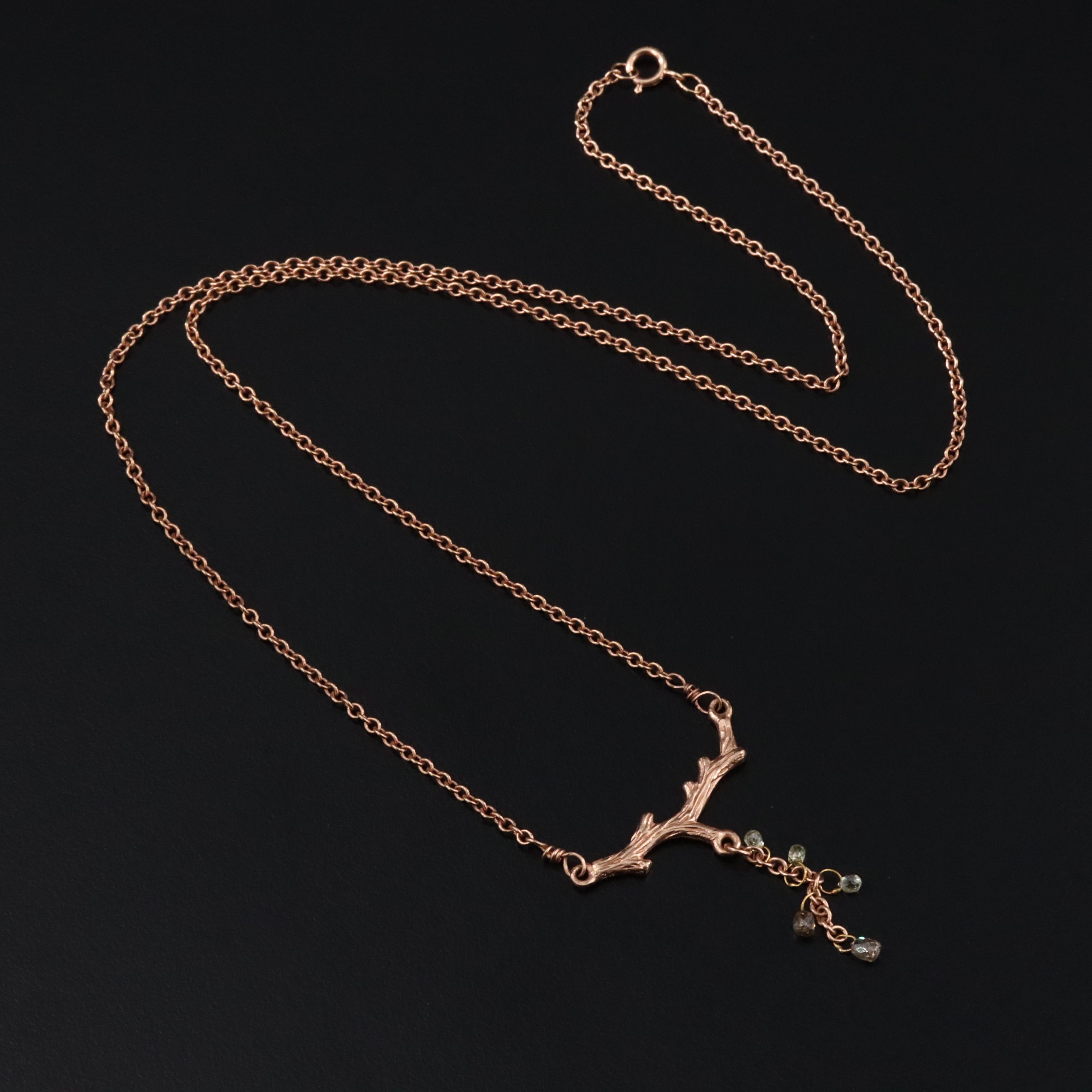 14K Rose Gold 0.12 CTW Fancy Diamond Branch Necklace
