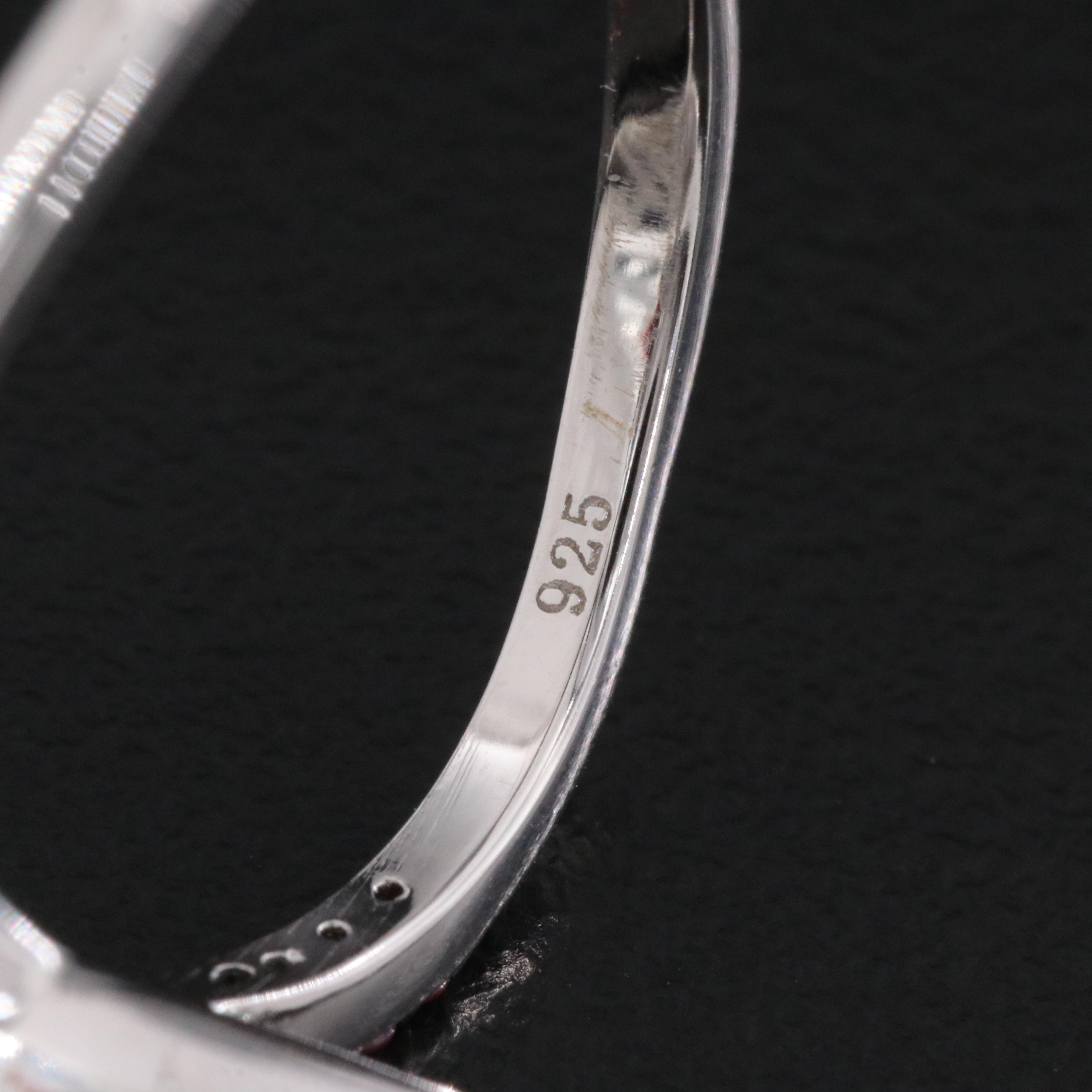 Sterling Ruby and White Sapphire Leaf Ring