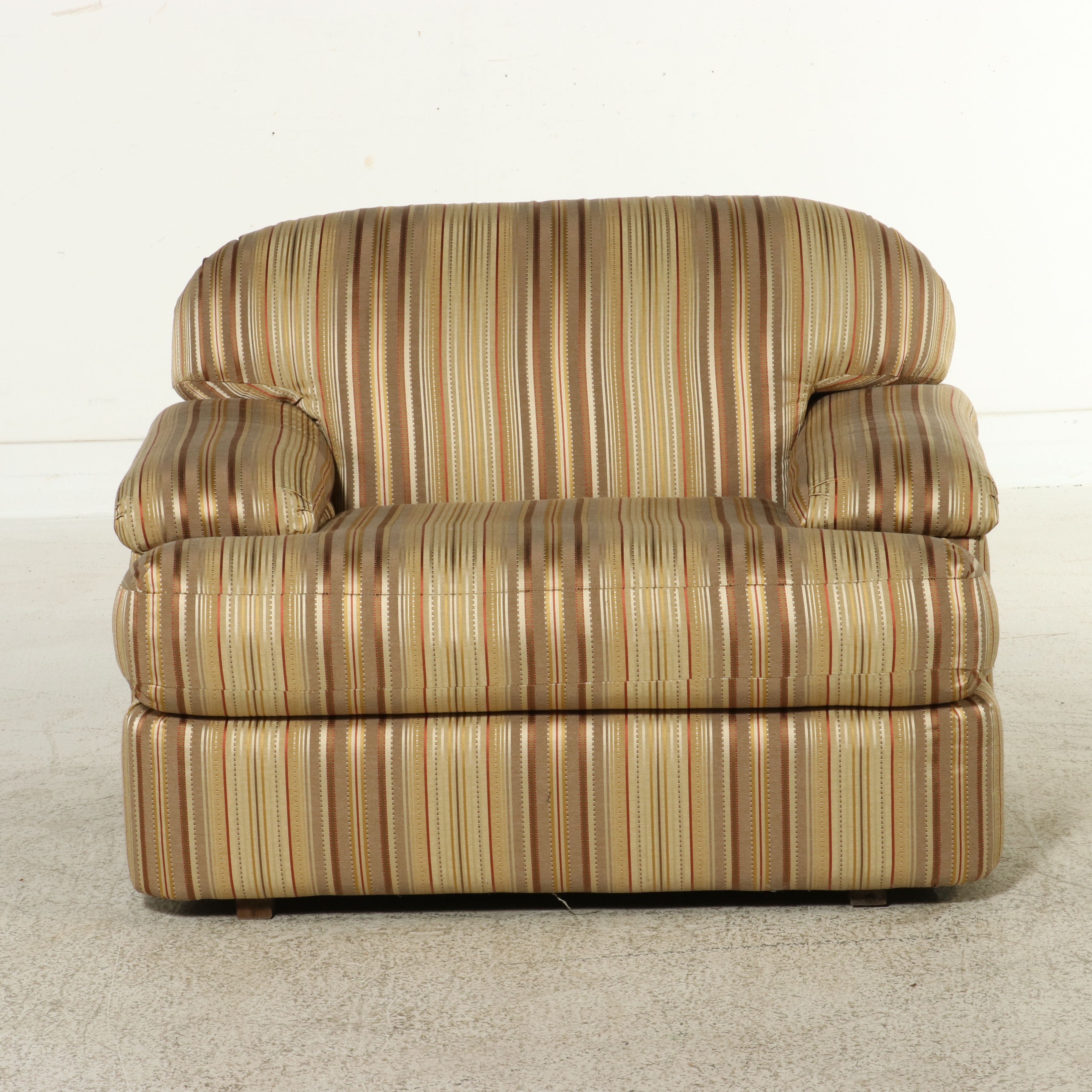 Pair of Bernhardt Striped Upholstered Club Chairs