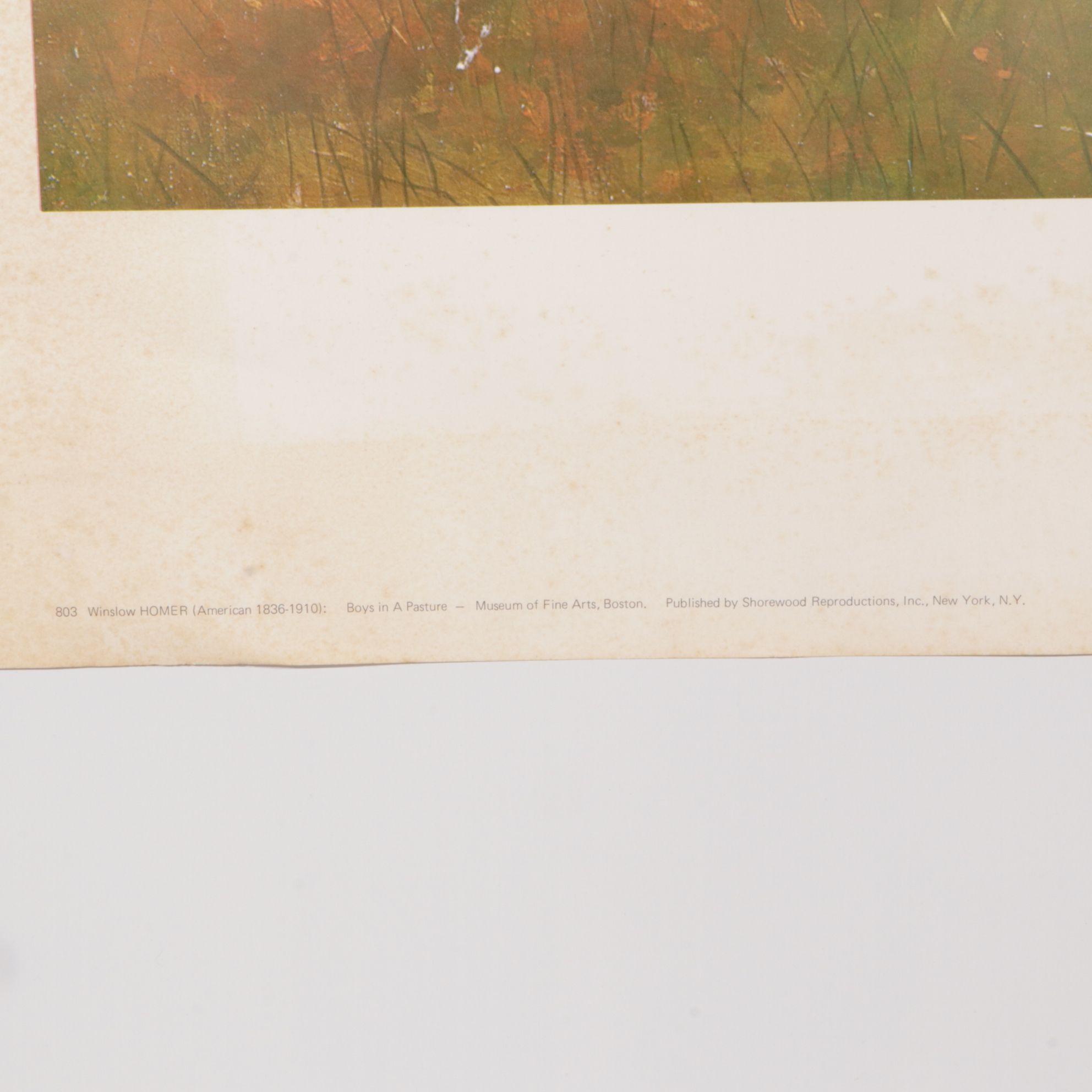 After Winslow Homer Offset Lithograph "Boys in a Pasture"