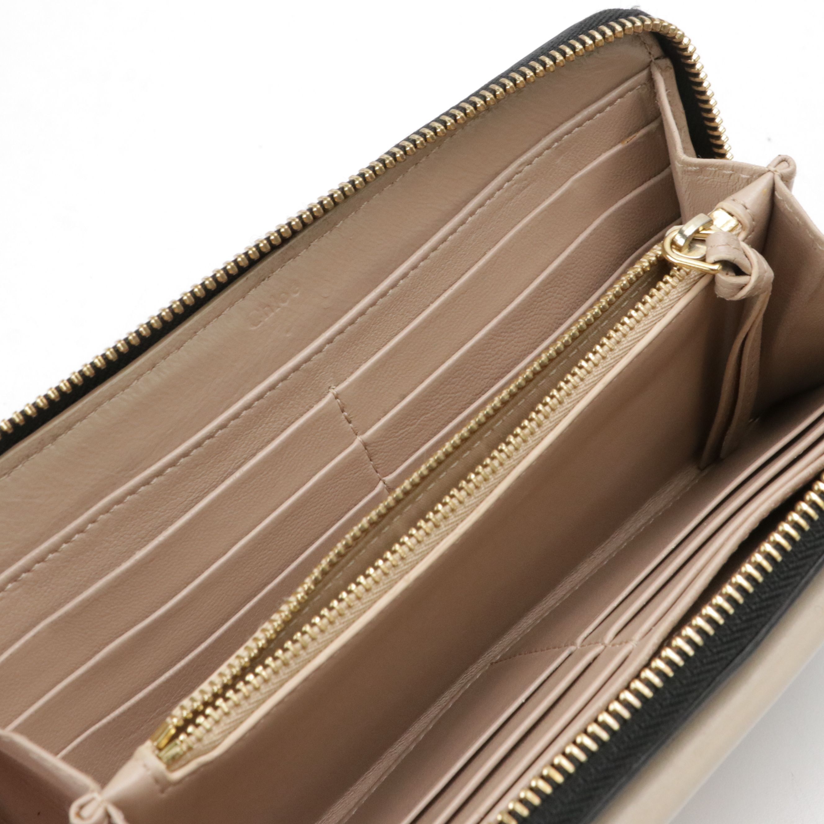 Chloé Drew Continental Wallet in Navy Blue and Ivory Calfskin Leather, With Box