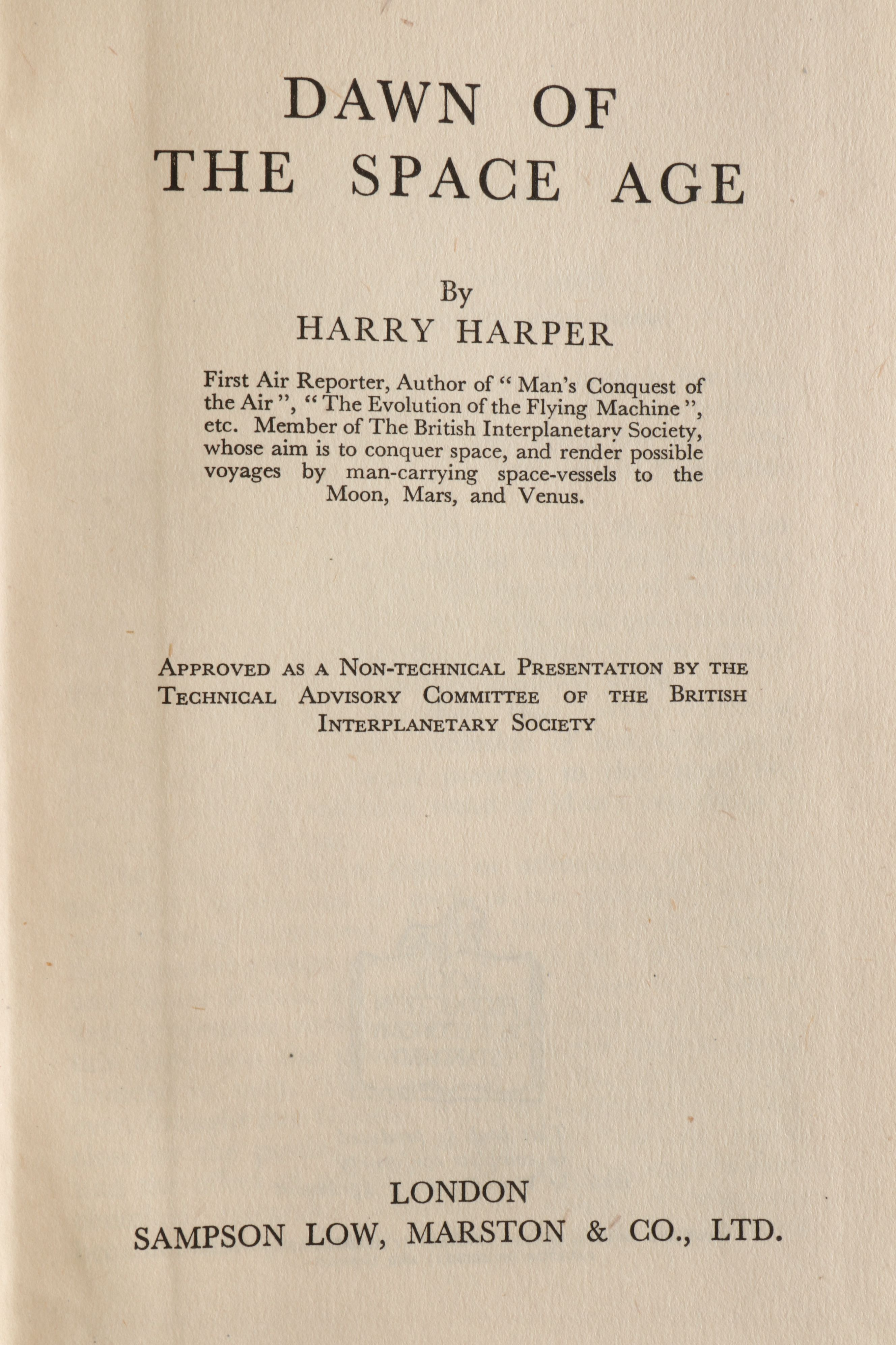 Illustrated "Dawn of the Space Age" by Harry Harper, 1940s