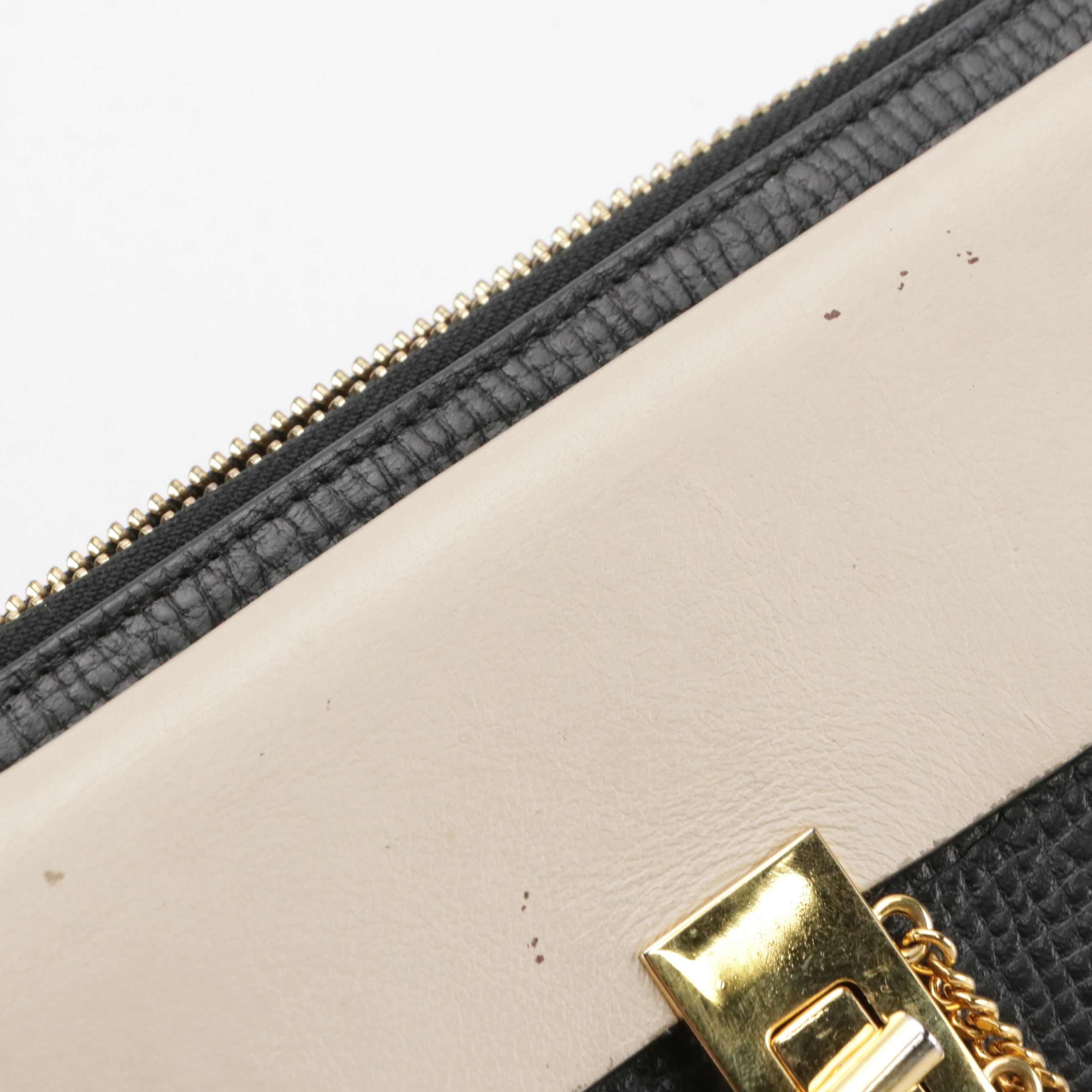 Chloé Drew Continental Wallet in Navy Blue and Ivory Calfskin Leather, With Box