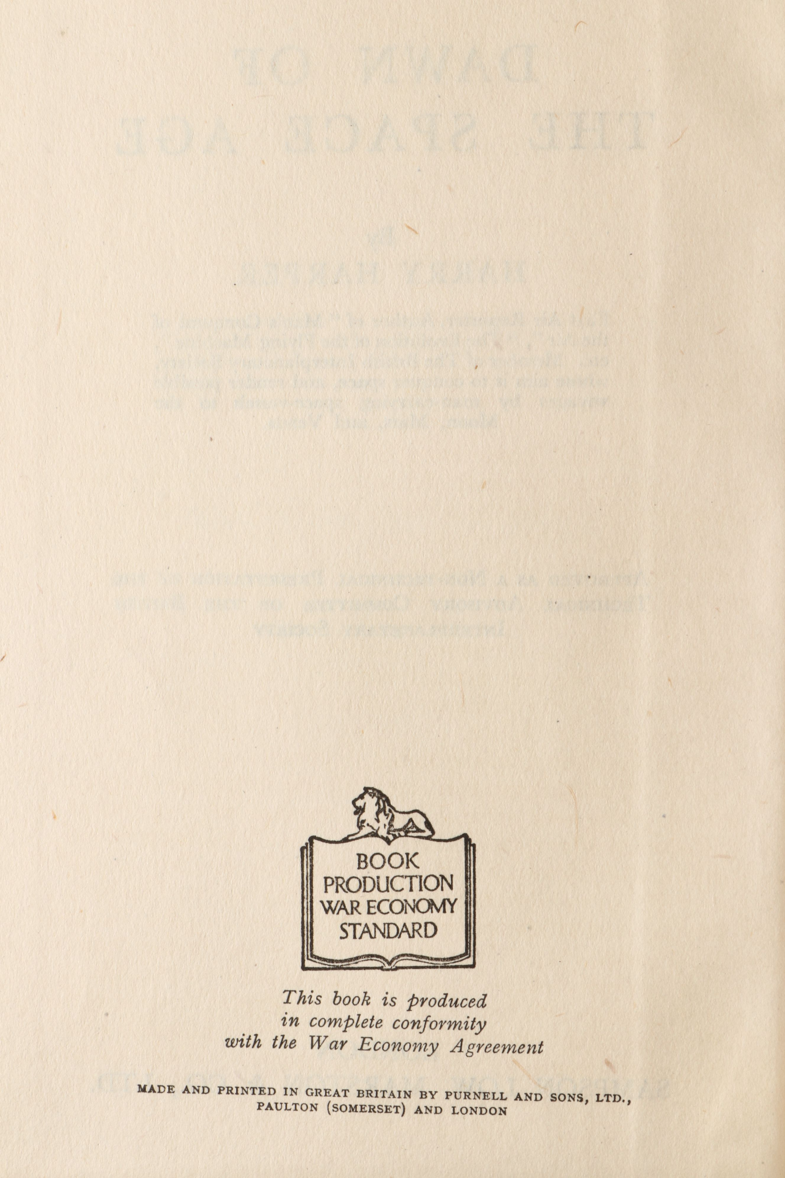 Illustrated "Dawn of the Space Age" by Harry Harper, 1940s