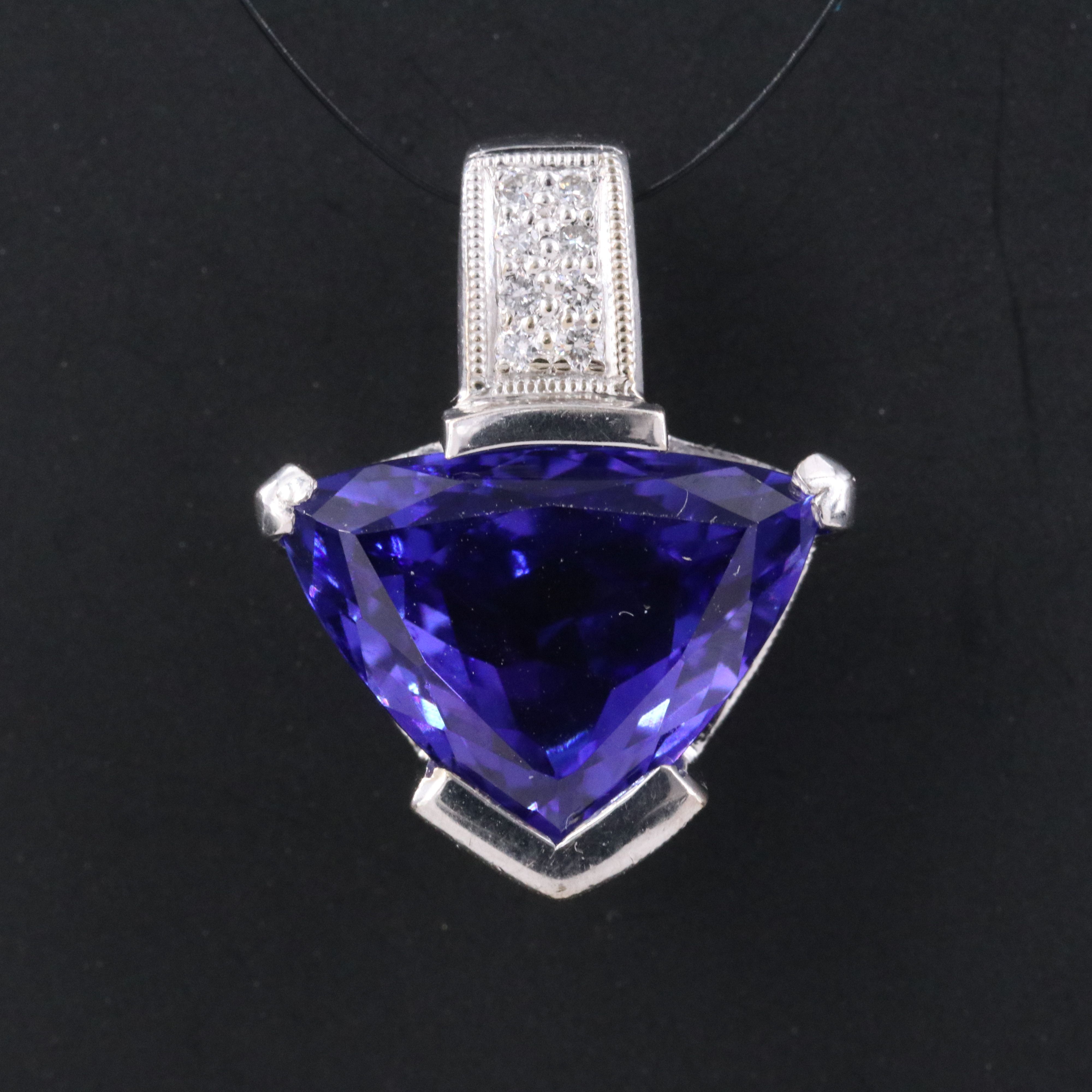 18K 7.21 CT Tanzanite and Diamond Slide Pendant