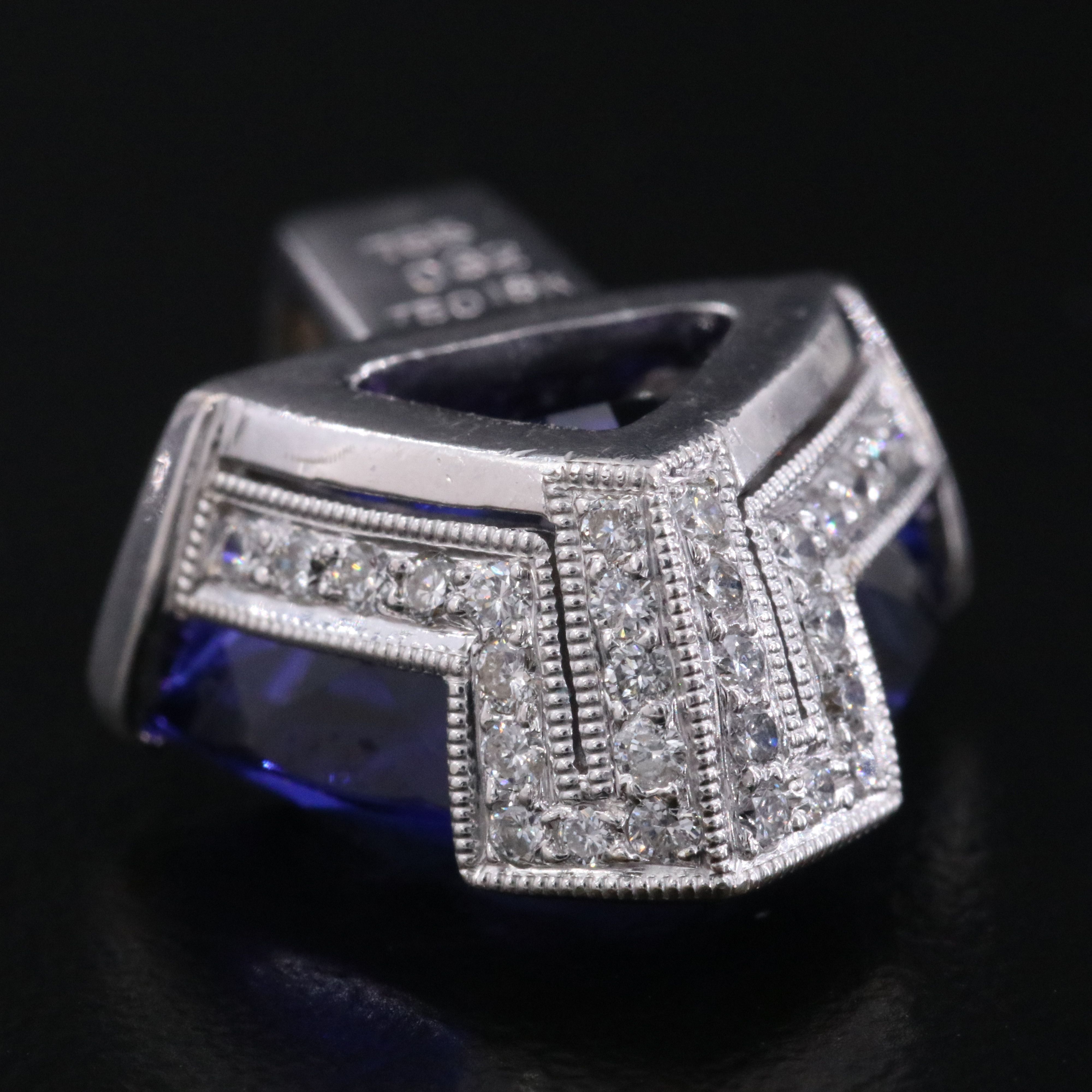 18K 7.21 CT Tanzanite and Diamond Slide Pendant