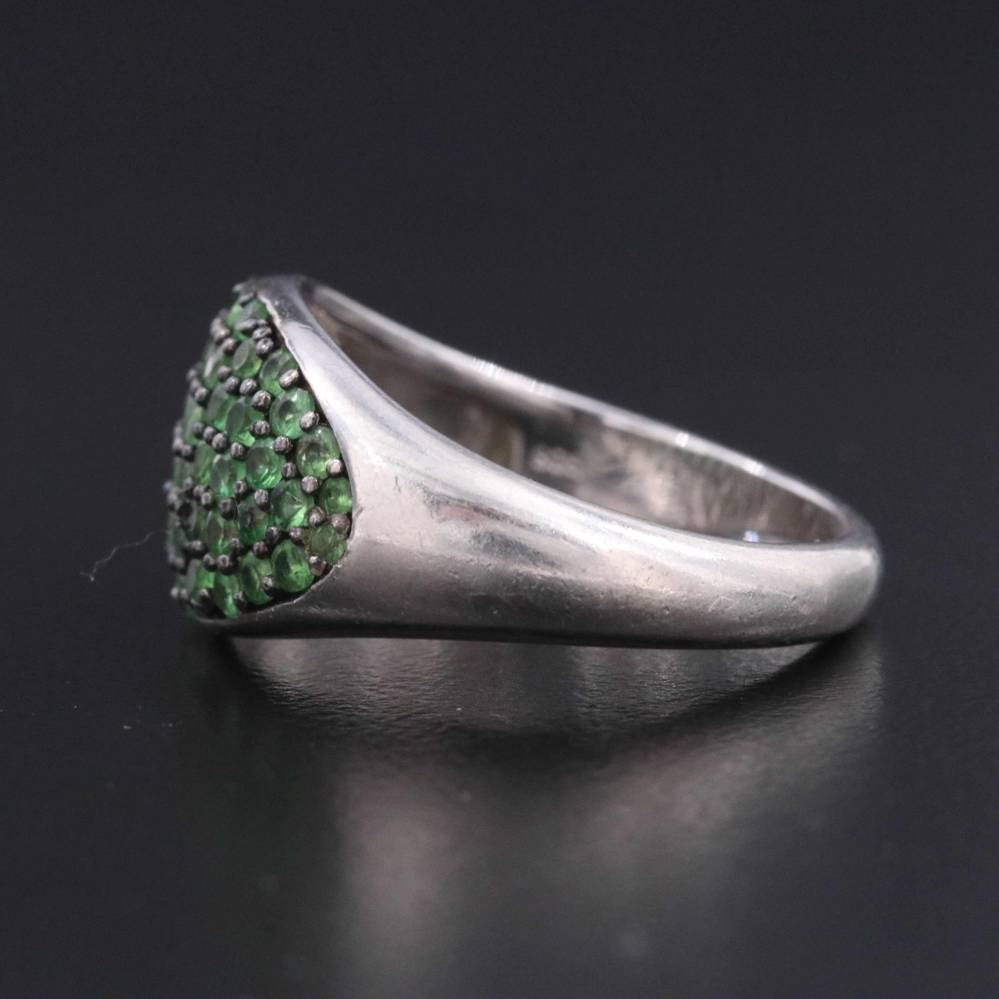 Sterling Pave Tsavorite Saddle Ring