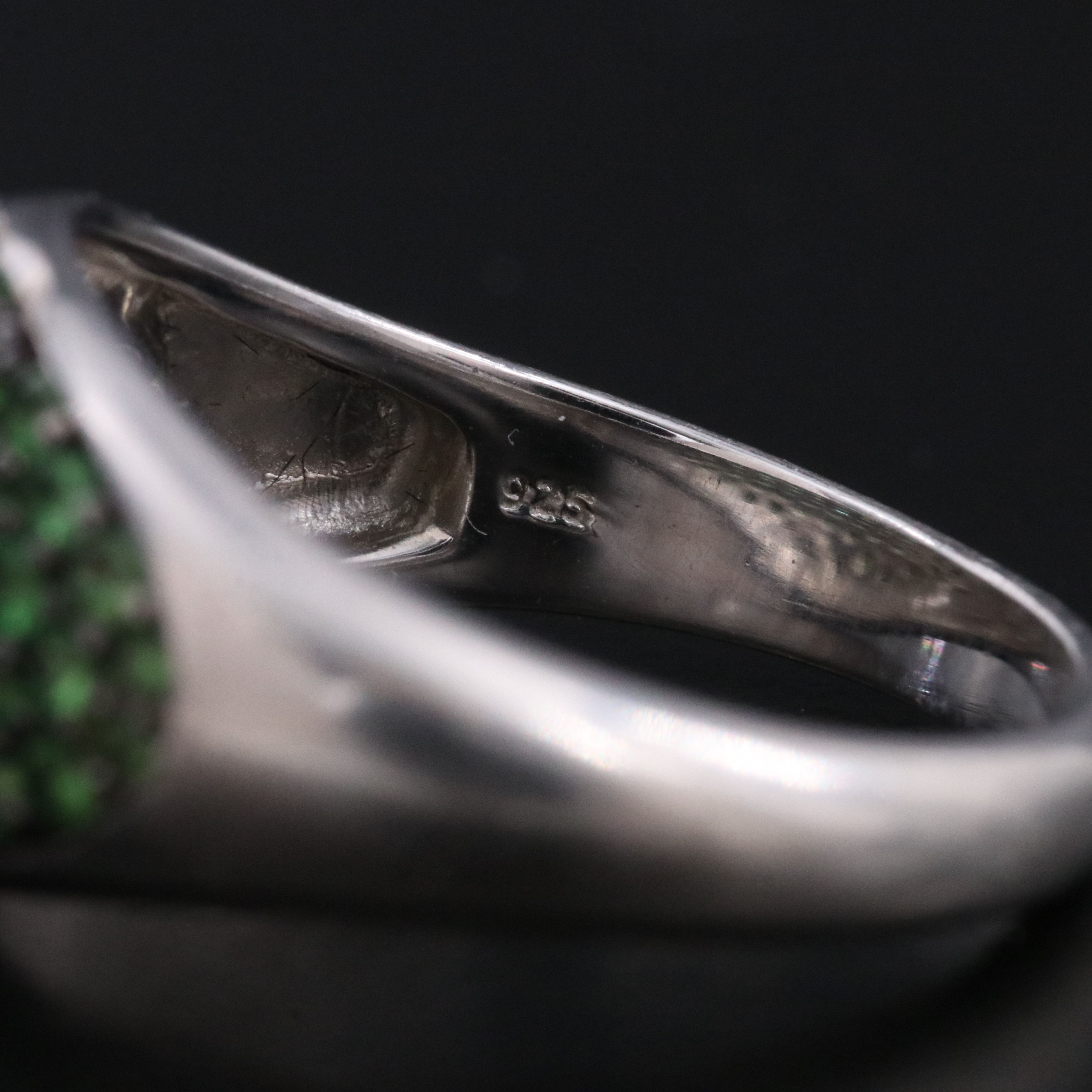 Sterling Pave Tsavorite Saddle Ring